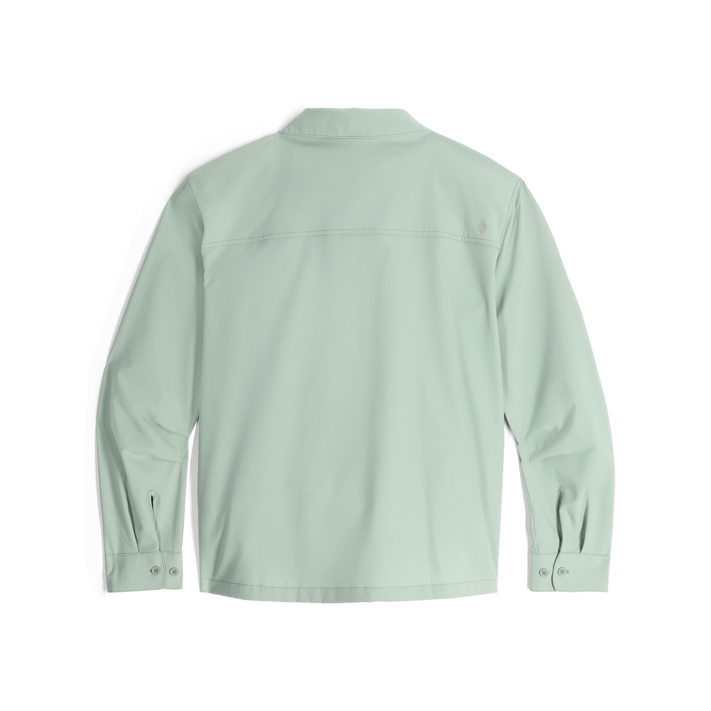 Back view of the Royal Robbins Women's Expedition III Long Sleeve in Sage green.