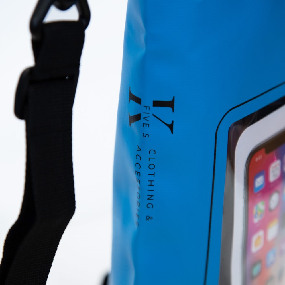 Close-up of K5 Multifunctional 2L Waterproof Bag with phone pocket, perfect for outdoor adventures.