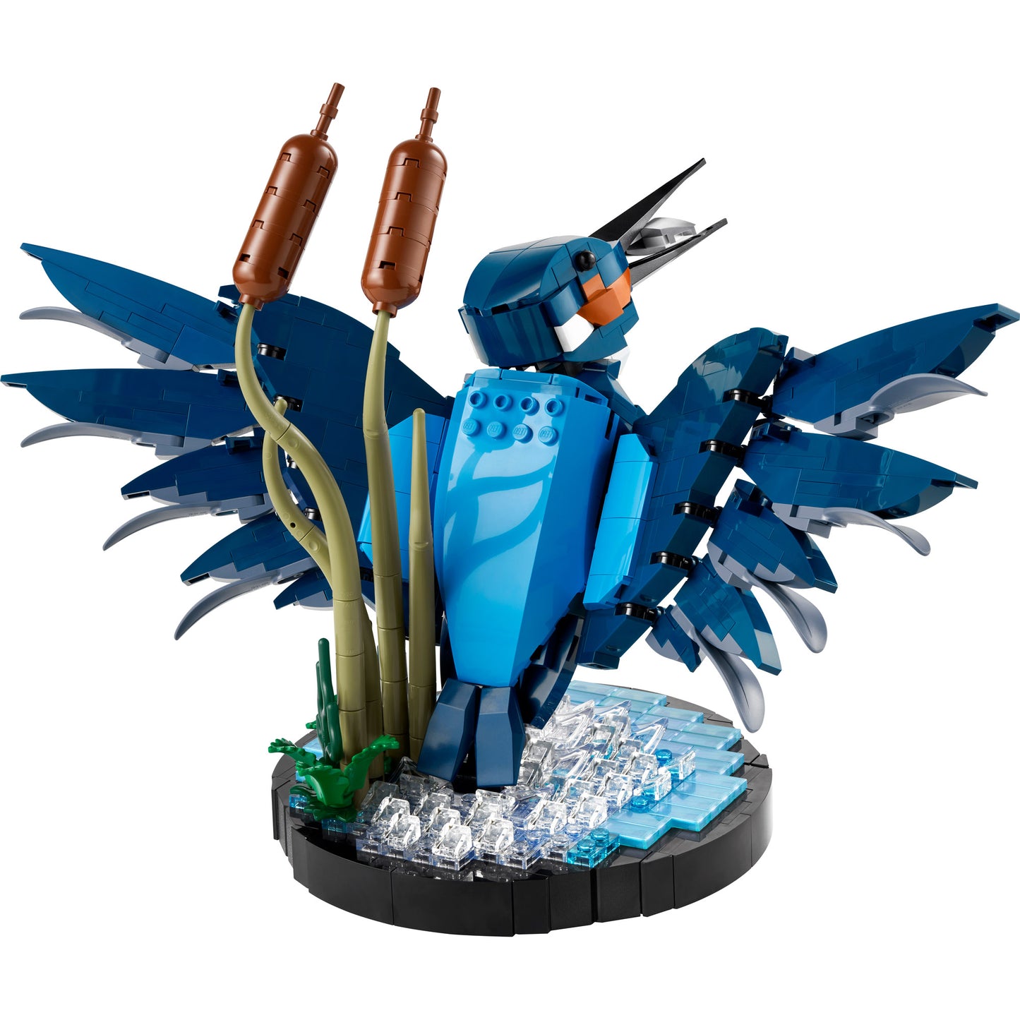 The LEGO® Kingfisher Bird - ONLINE ONLY is a blue bird with outstretched wings on a water base, by LEGO.
