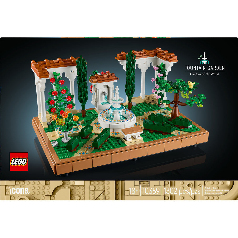 The LEGO® Fountain Garden - ONLINE ONLY set adds landscape-inspired décor to your home or office.
