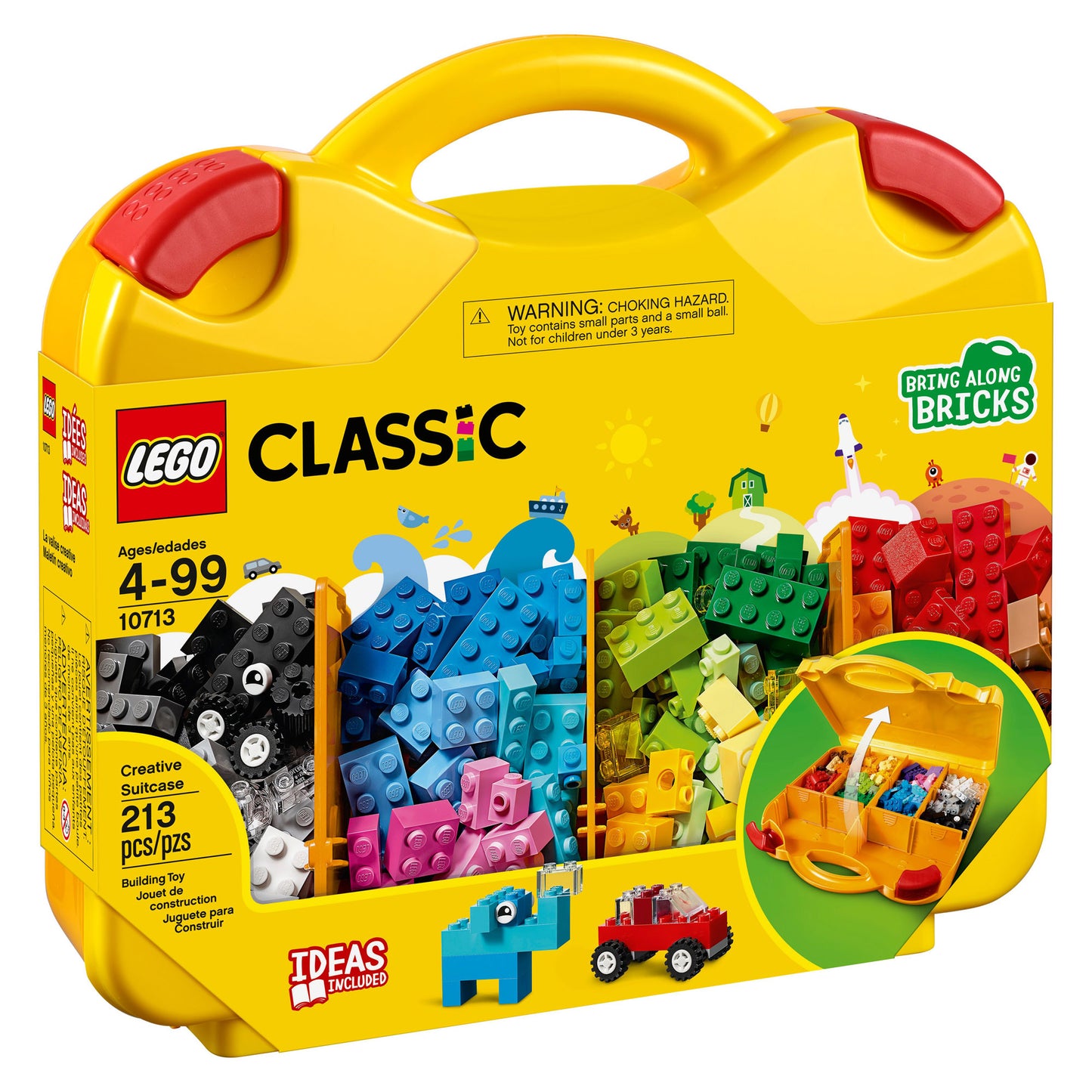 LEGO® Creative Suitcase - ONLINE ONLY: 213 bricks in a yellow case, perfect for ages 4-99.