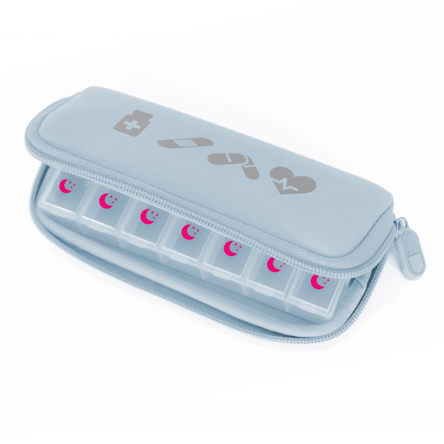The MyTagAlongs Icons Vitamin Organizer in Arctic Ice is perfect for your health and wellness routine.