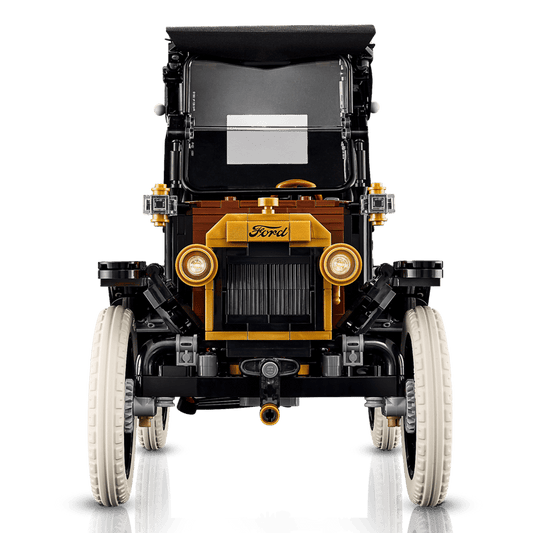 Product Image – Front view of LEGO® Ford Model T - ONLINE ONLY by LEGO, with white tires—ideal for vintage car decor.