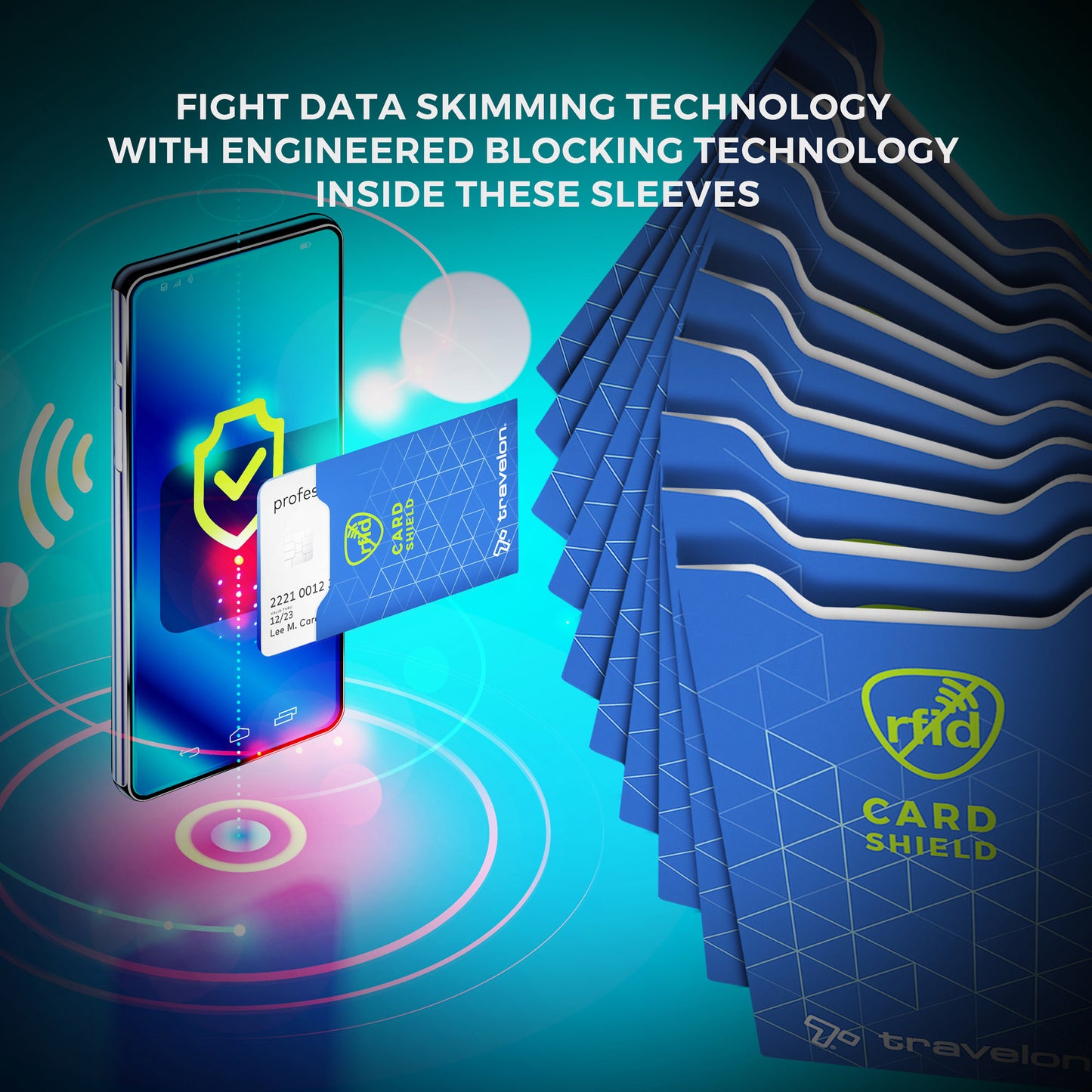 Travelon Set of 10 RFID Blocking Card Sleeves are shown to help with identity theft prevention.