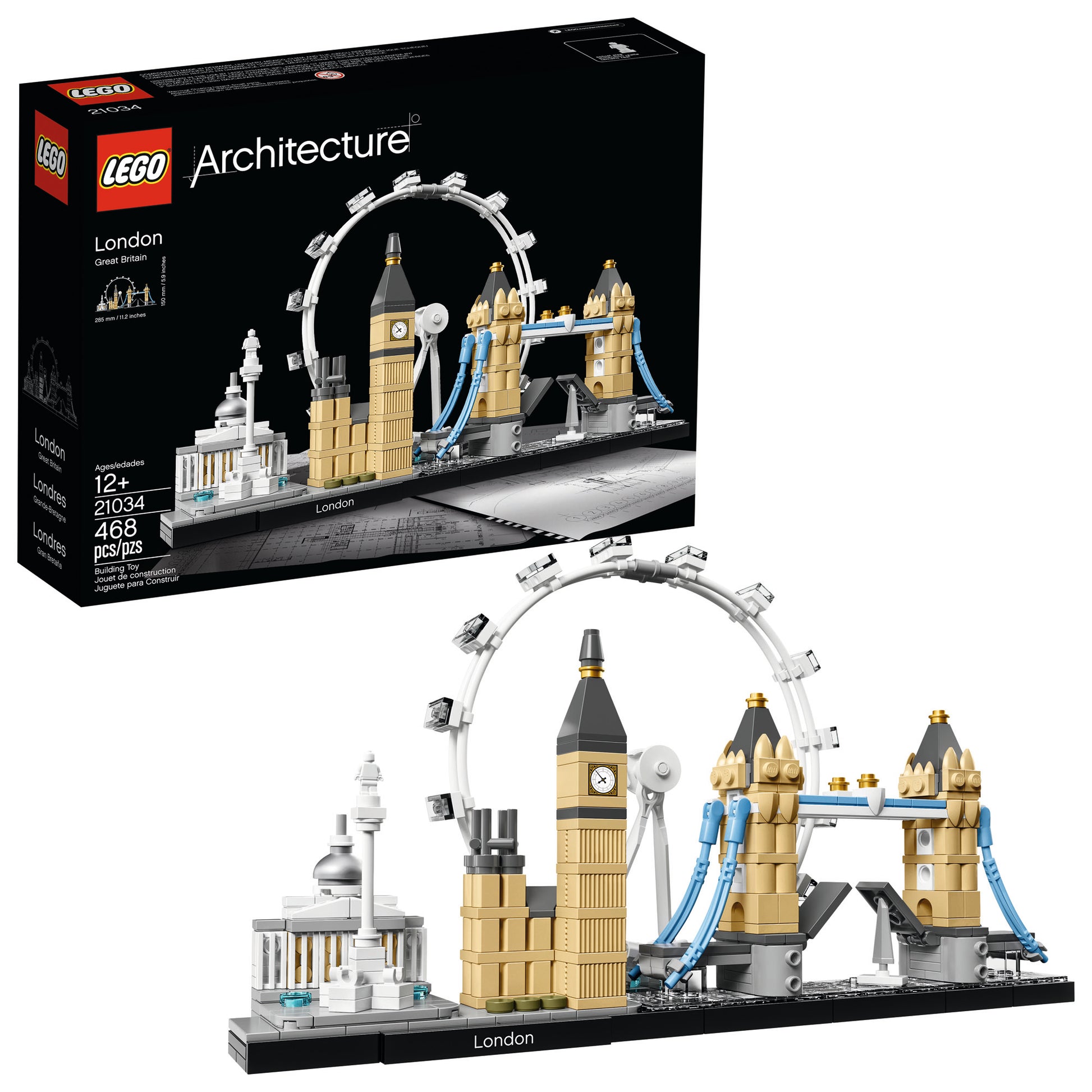 LEGO® London - ONLINE ONLY set features iconic landmarks like Big Ben and Tower Bridge, with branded packaging.