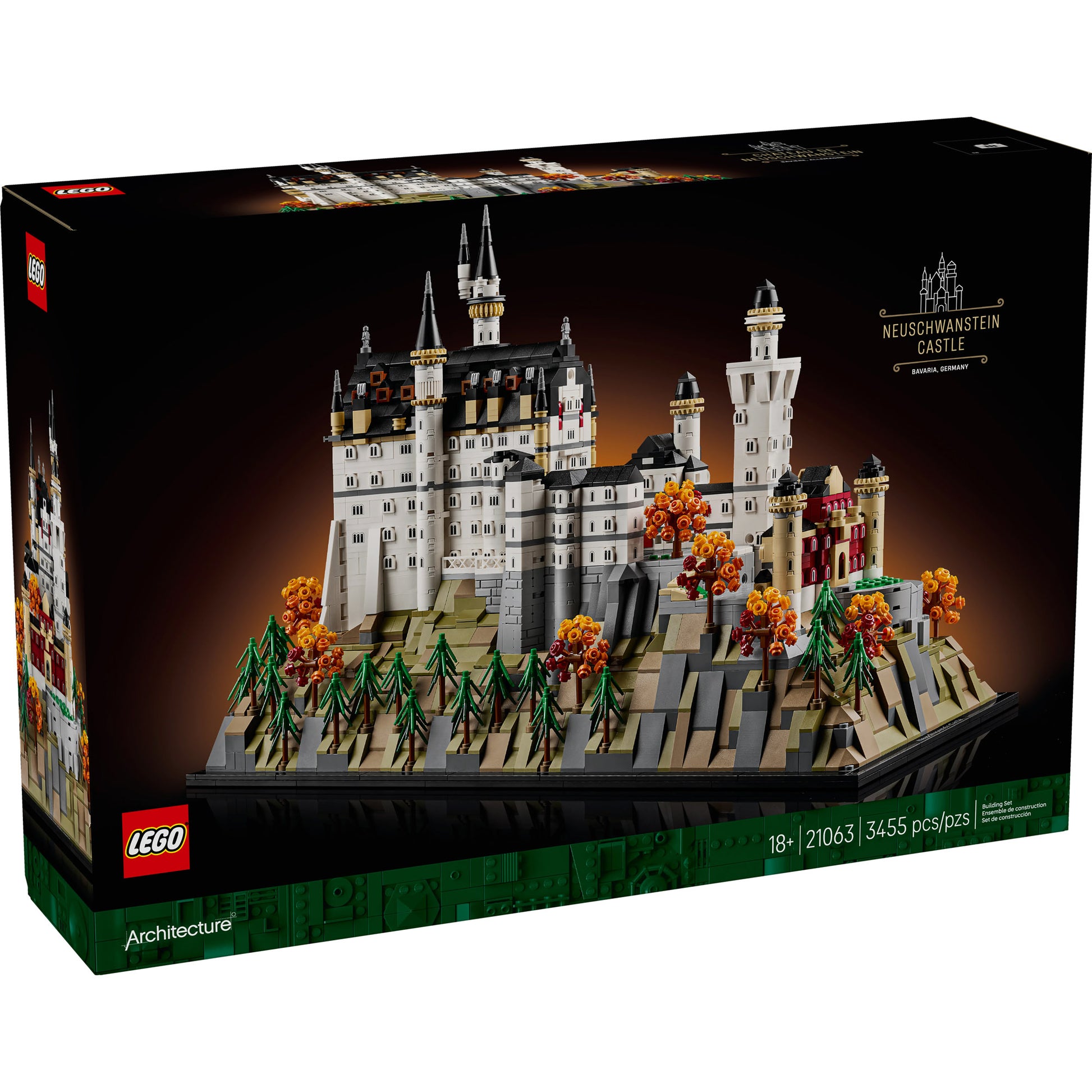 LEGO® Neuschwanstein Castle: a 3,455-piece LEGO castle set for ages 18+ and collectors.