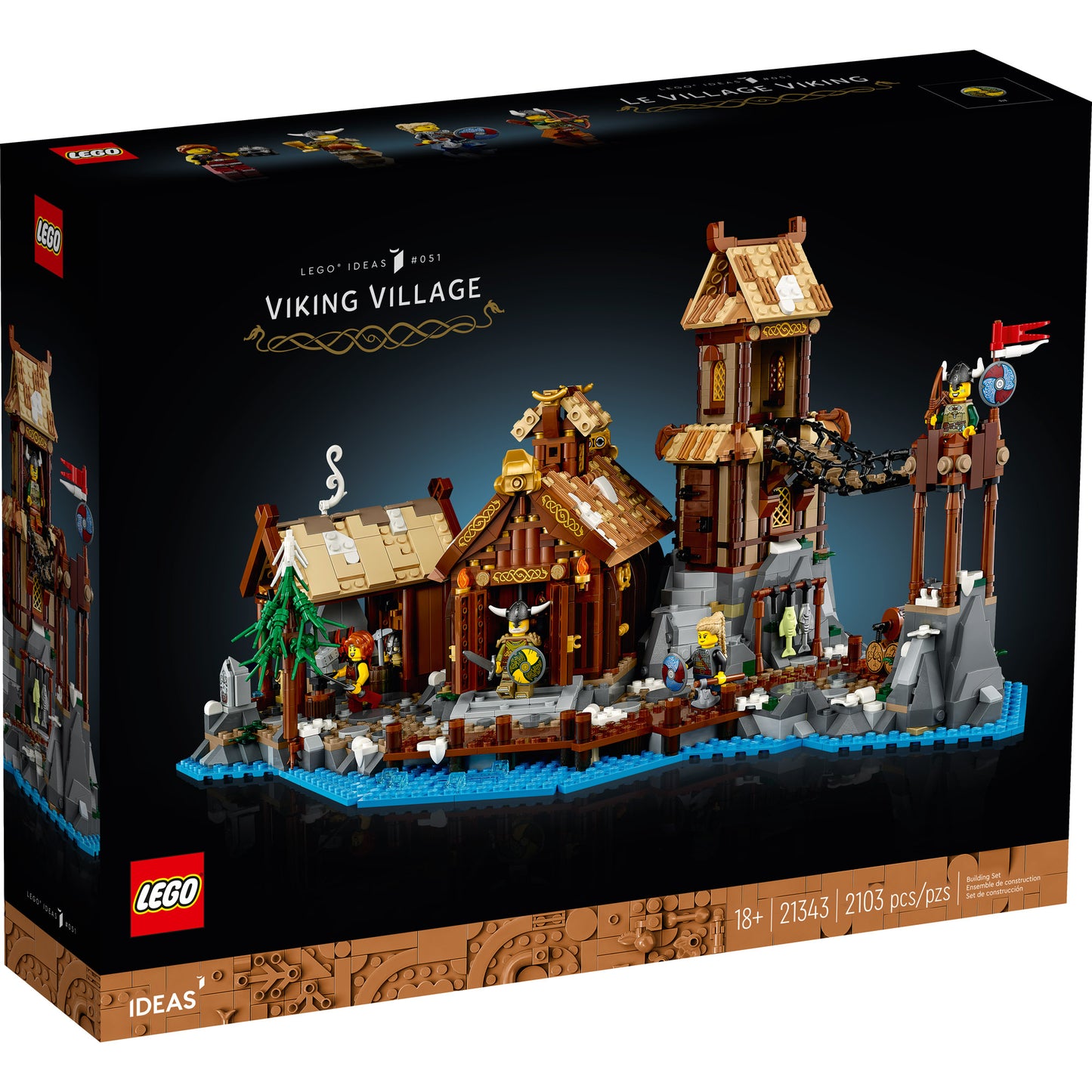 The LEGO® Viking Village - ONLINE ONLY set by LEGO includes minifigures and Norse-inspired village buildings.