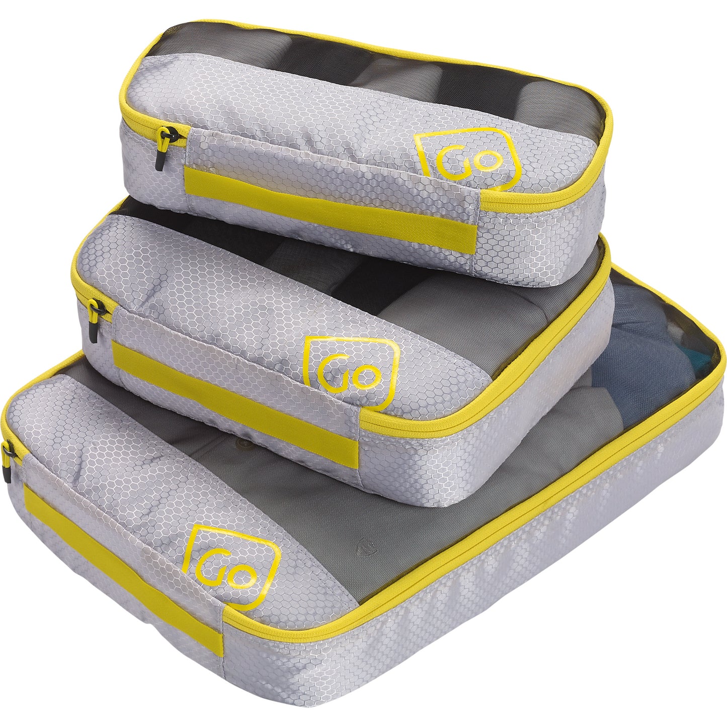 Go Travel Triple Packing Cubes stuffed and stacked