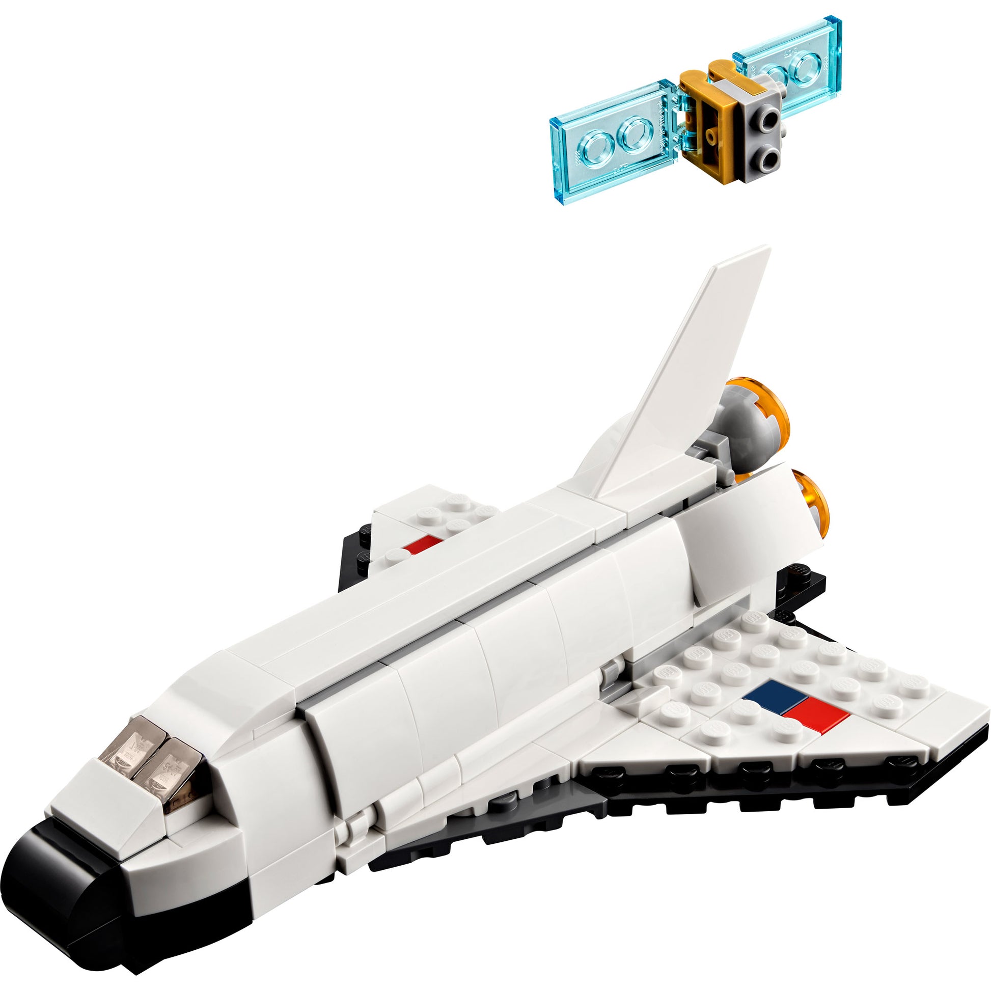 LEGO® Space Shuttle with a mini satellite for epic space adventures.