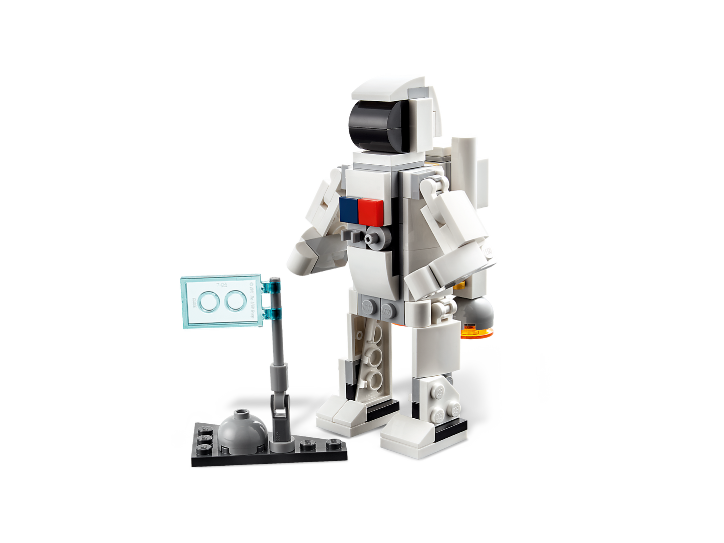 LEGO® Space Shuttle - alternative build of a spacesuit with small flag beside.
