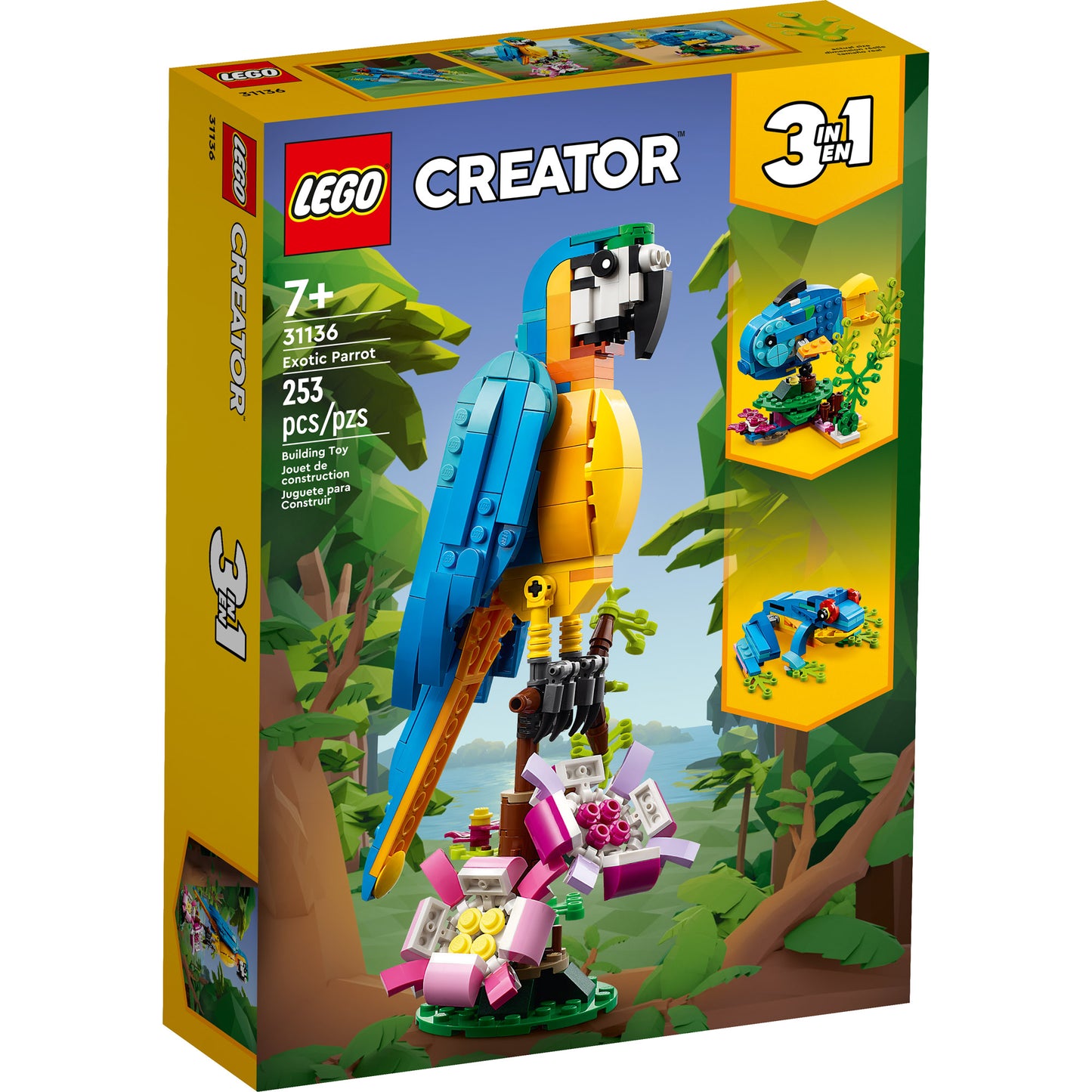 LEGO® Exotic Parrot - ONLINE ONLY set has 253 pieces to build a parrot, fish, or frog; for ages 7+ by LEGO.