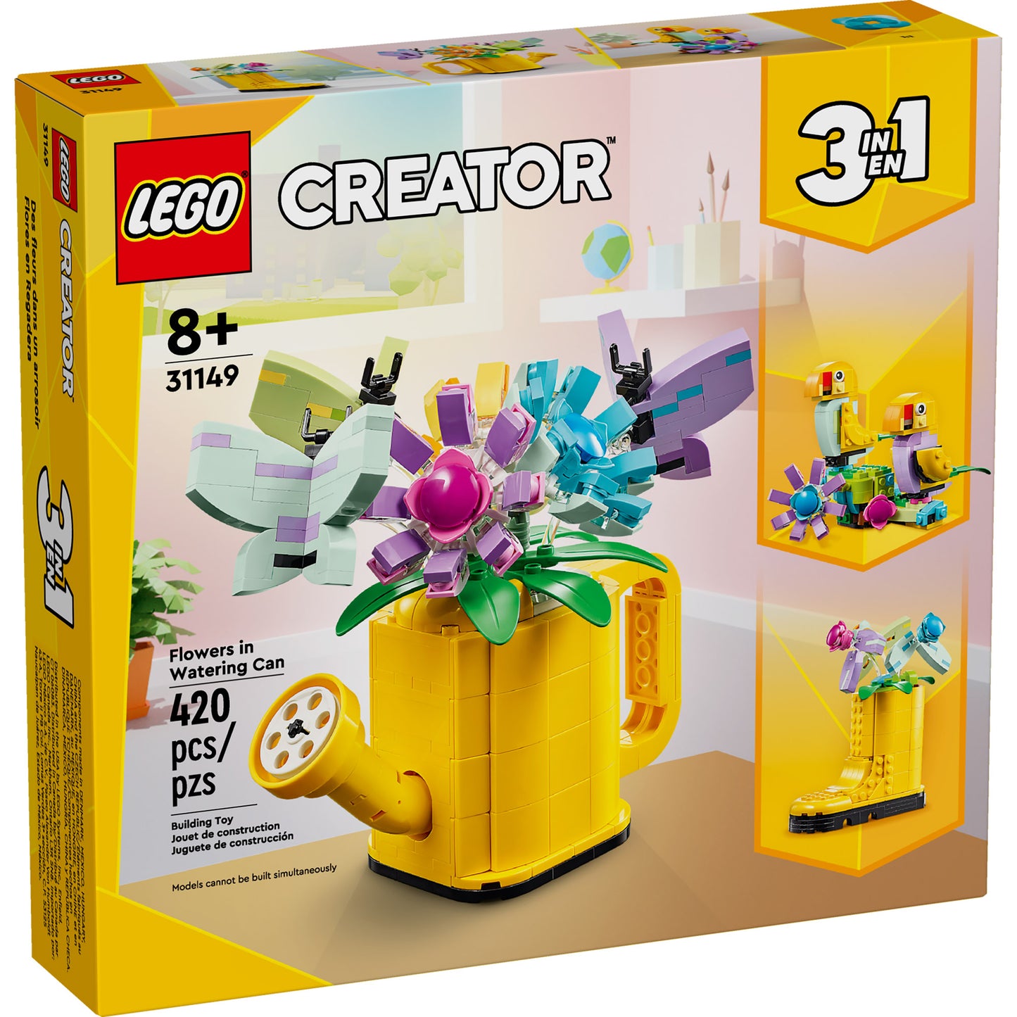 LEGO® Flowers in Watering Can (ONLINE ONLY), 420 pcs, ages 8+, packaging view.