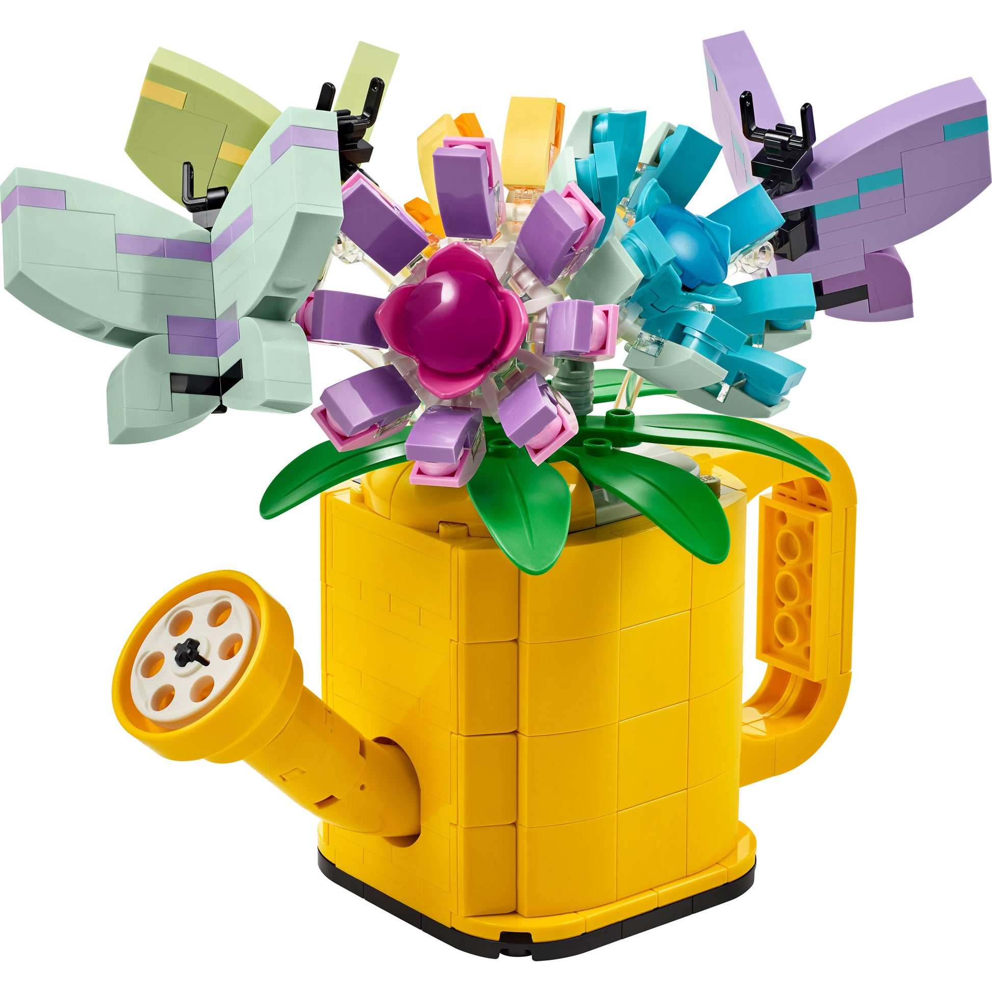 LEGO® Flowers in Watering Can—ONLINE ONLY, a vibrant nature toy with brick flowers and butterflies.