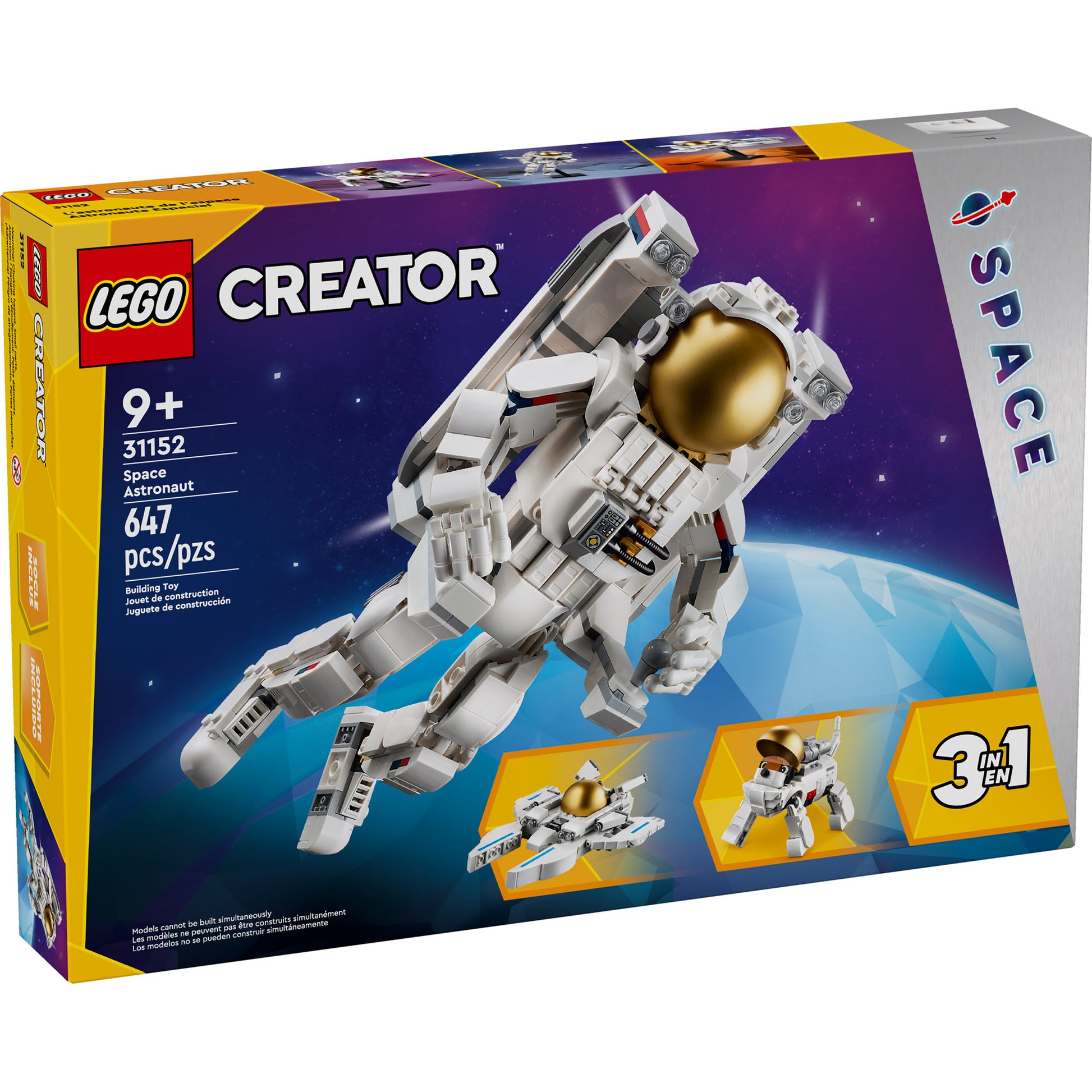 LEGO® Space Astronaut - ONLINE ONLY, 3in1 set for ages 9+, 647 pieces, three builds by LEGO.