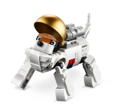 A LEGO® Space Astronaut - alternative build of a dog in a spacesuit.