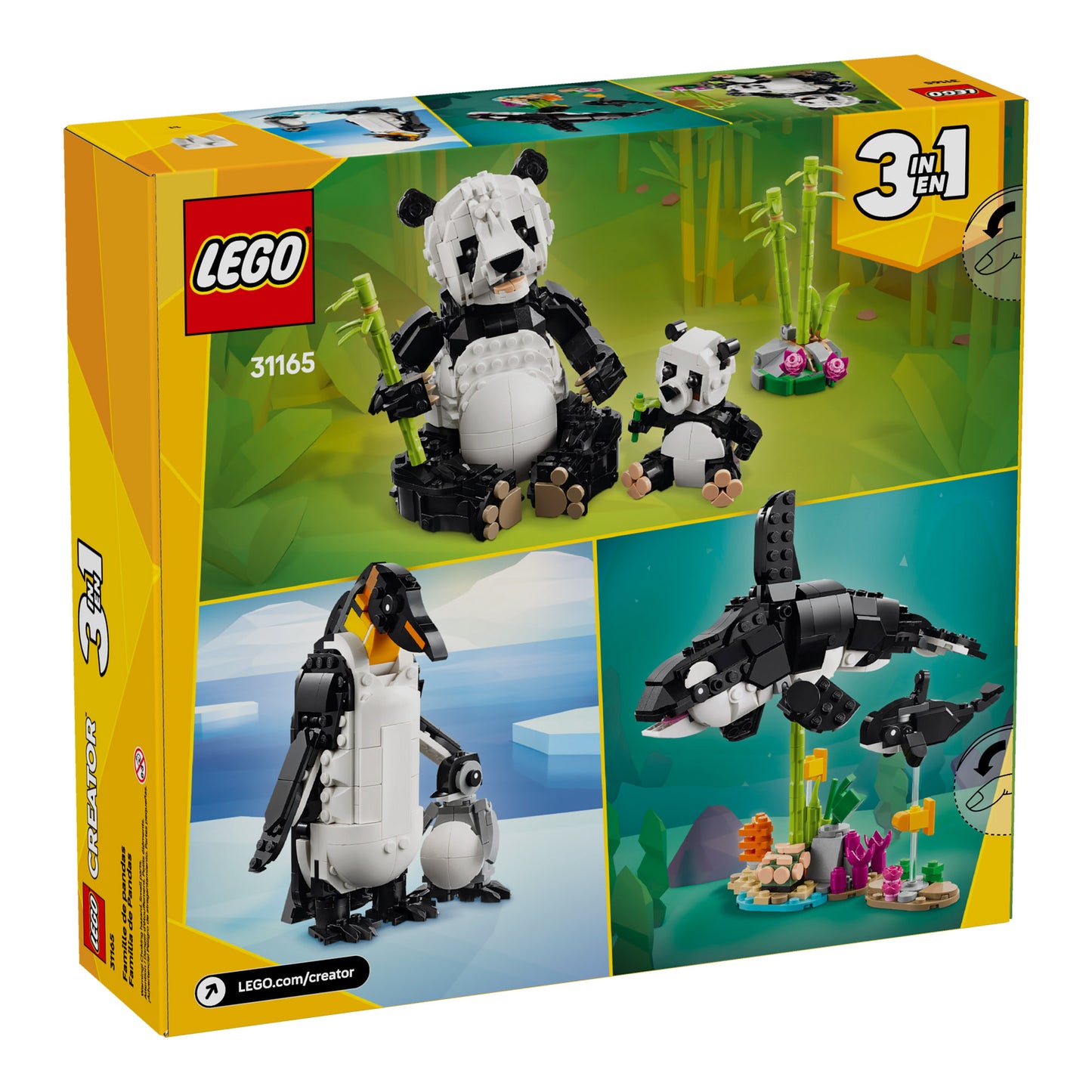 LEGO® Wild Animals: Panda Family set by LEGO back of box showing all 3 alternative builds.