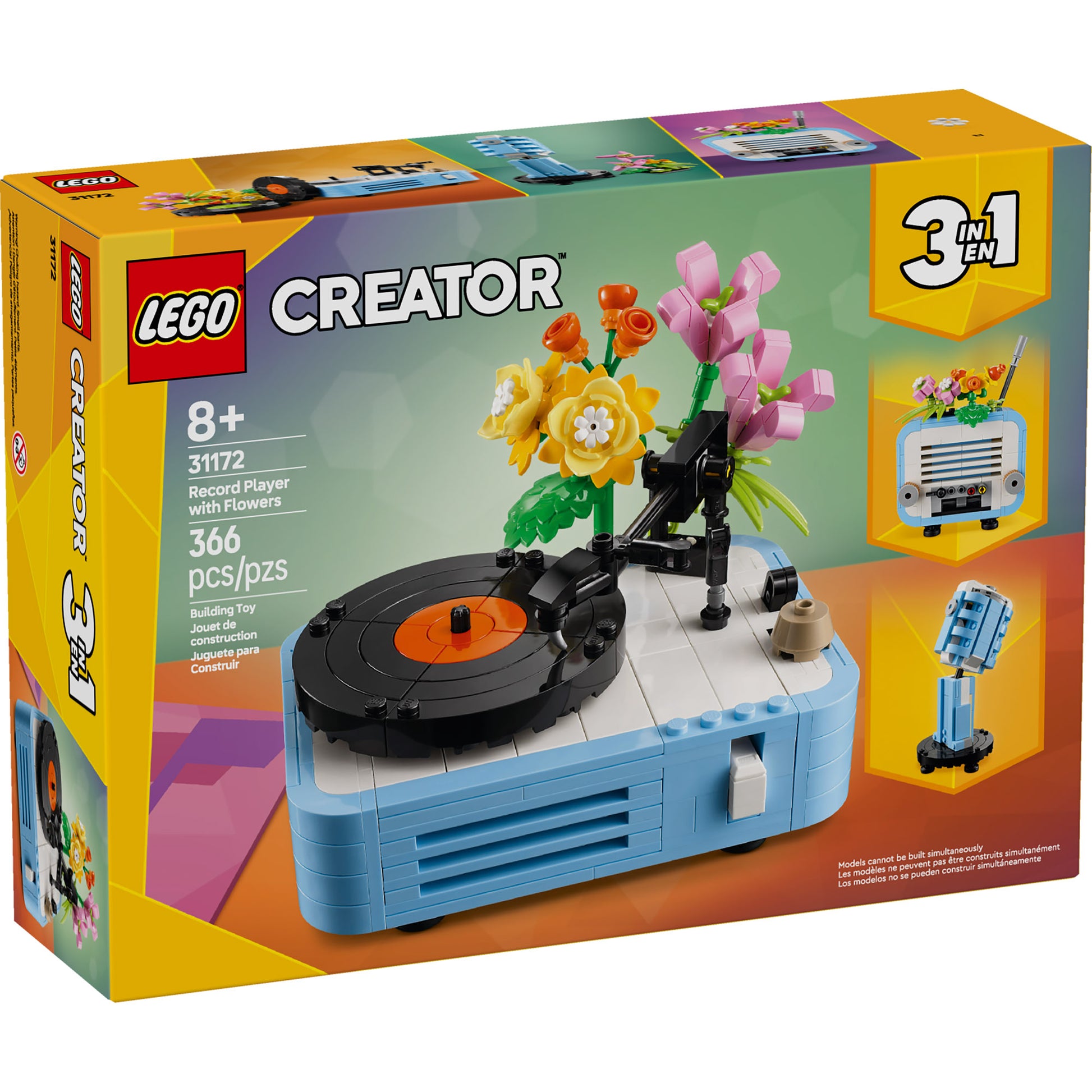 LEGO® Record Player with Flowers set by LEGO, online only, includes 366 pieces and retro-inspired details.