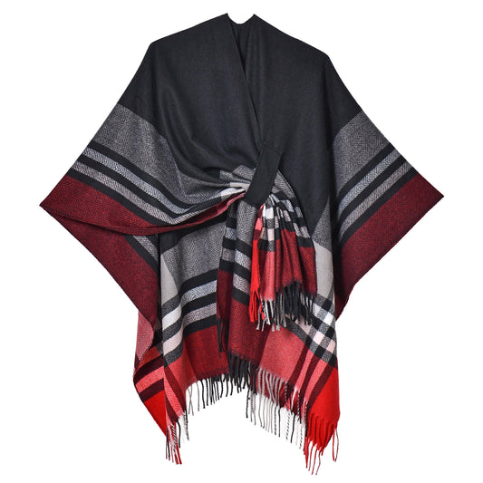 Product Image – Miss Caprice Versatile Plaid Poncho - ONLINE ONLY