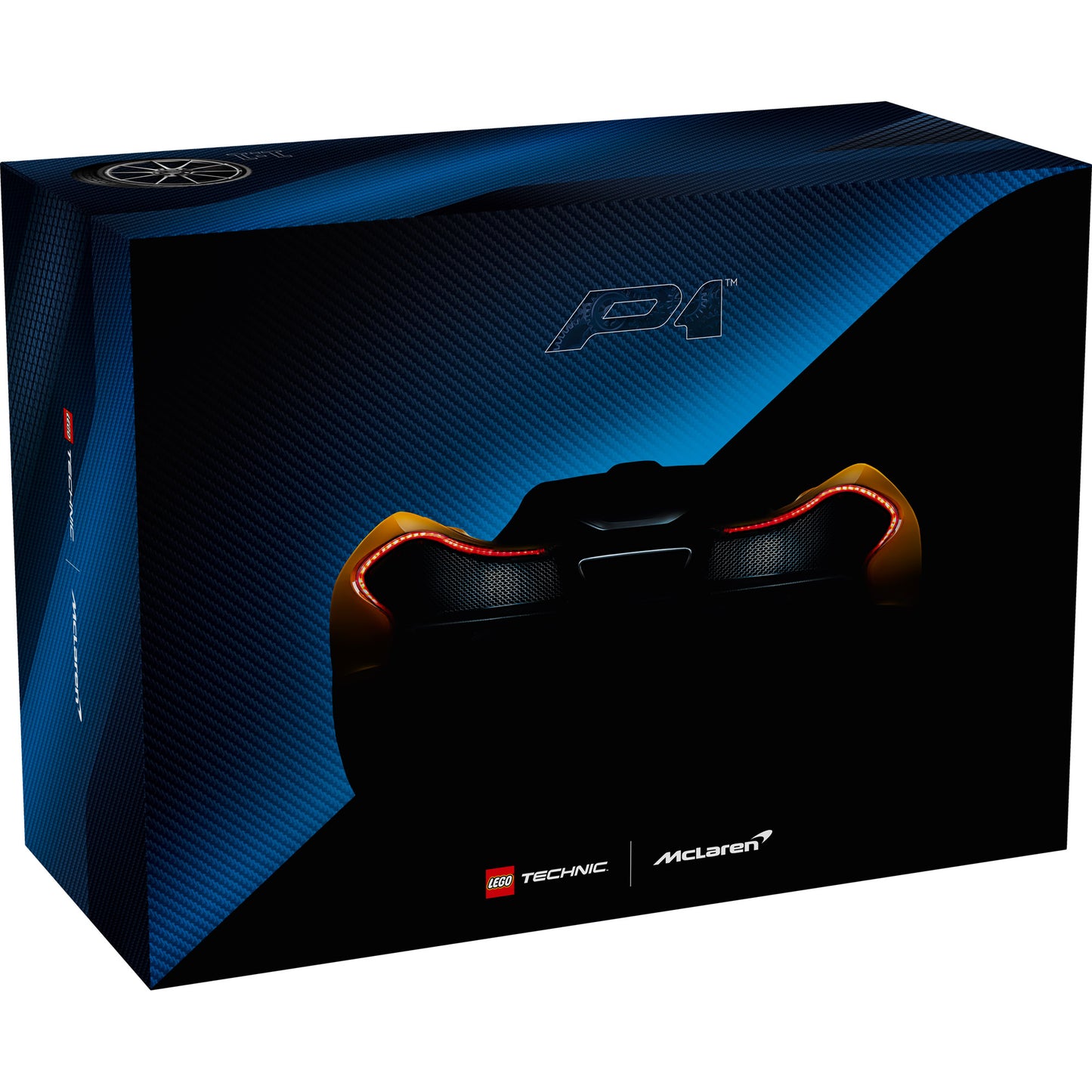 LEGO® McLaren P1™ - ONLINE ONLY box view featuring the car’s rear and logo—ideal for adult LEGO fans.