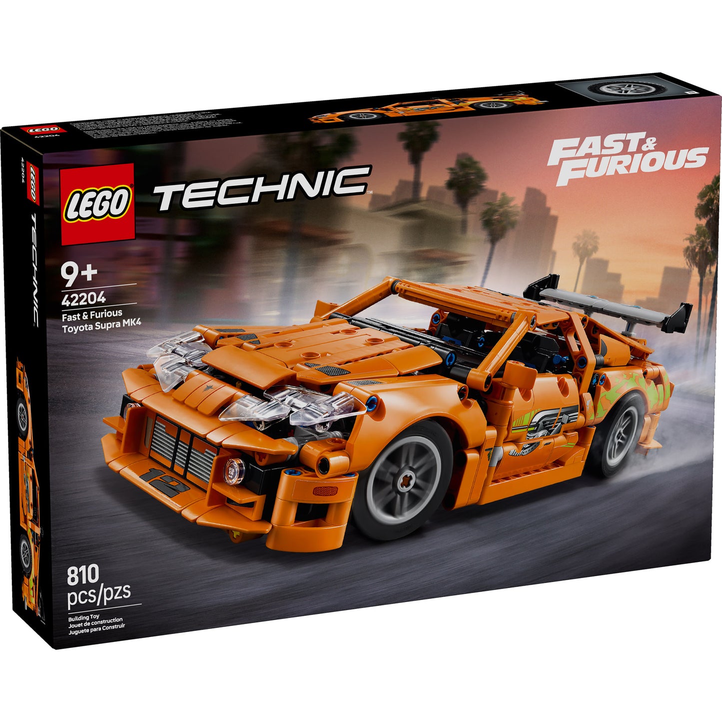 LEGO® Fast and Furious Toyota Supra MK4 - ONLINE ONLY set with 810 pieces and an iconic orange car model.