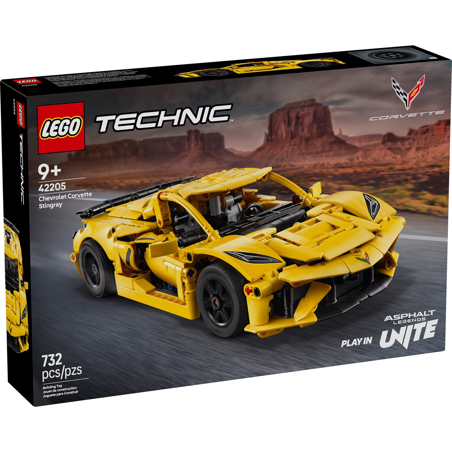 LEGO® Chevrolet Corvette Stingray, 732 pieces, for ages 9+, by LEGO - box view.