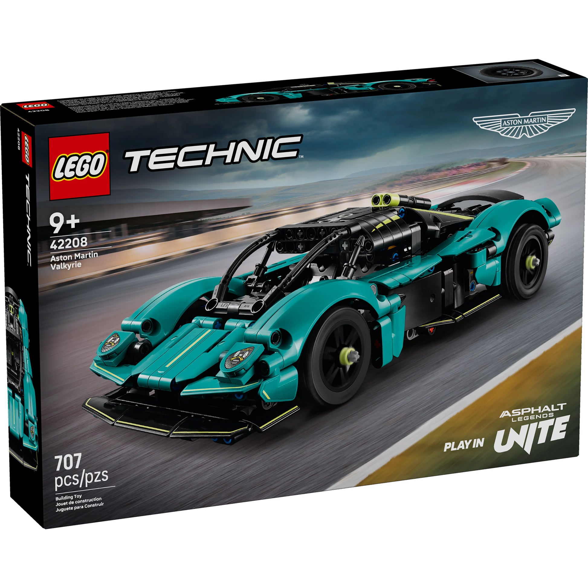 LEGO® Aston Martin Valkyrie, 707-piece car kit—ideal for ages 9+ and vehicle fans.
