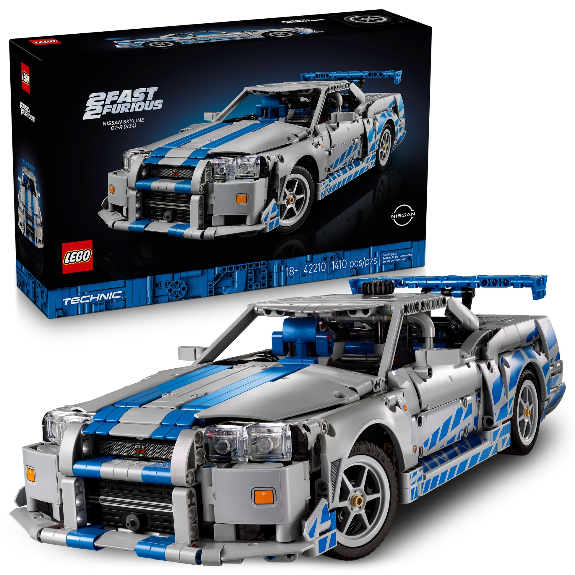 LEGO® 2 Fast 2 Furious Nissan Skyline GT-R (R34)—great collectible car set for adults.
