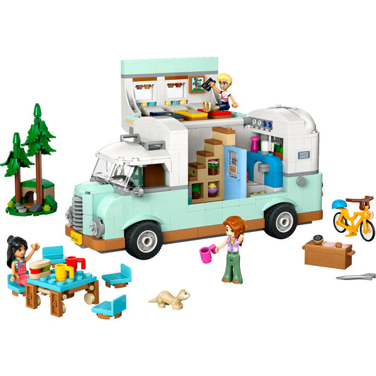 Product Image – LEGO® Friendship Camper Van Adventure playset: 3 mini-figures, picnic, bike & camping gear.