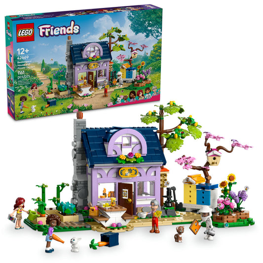 Product Image – LEGO® Beekeepers' House and Flower Garden set with house, tree, animals & 4 mini-figures; box shown.