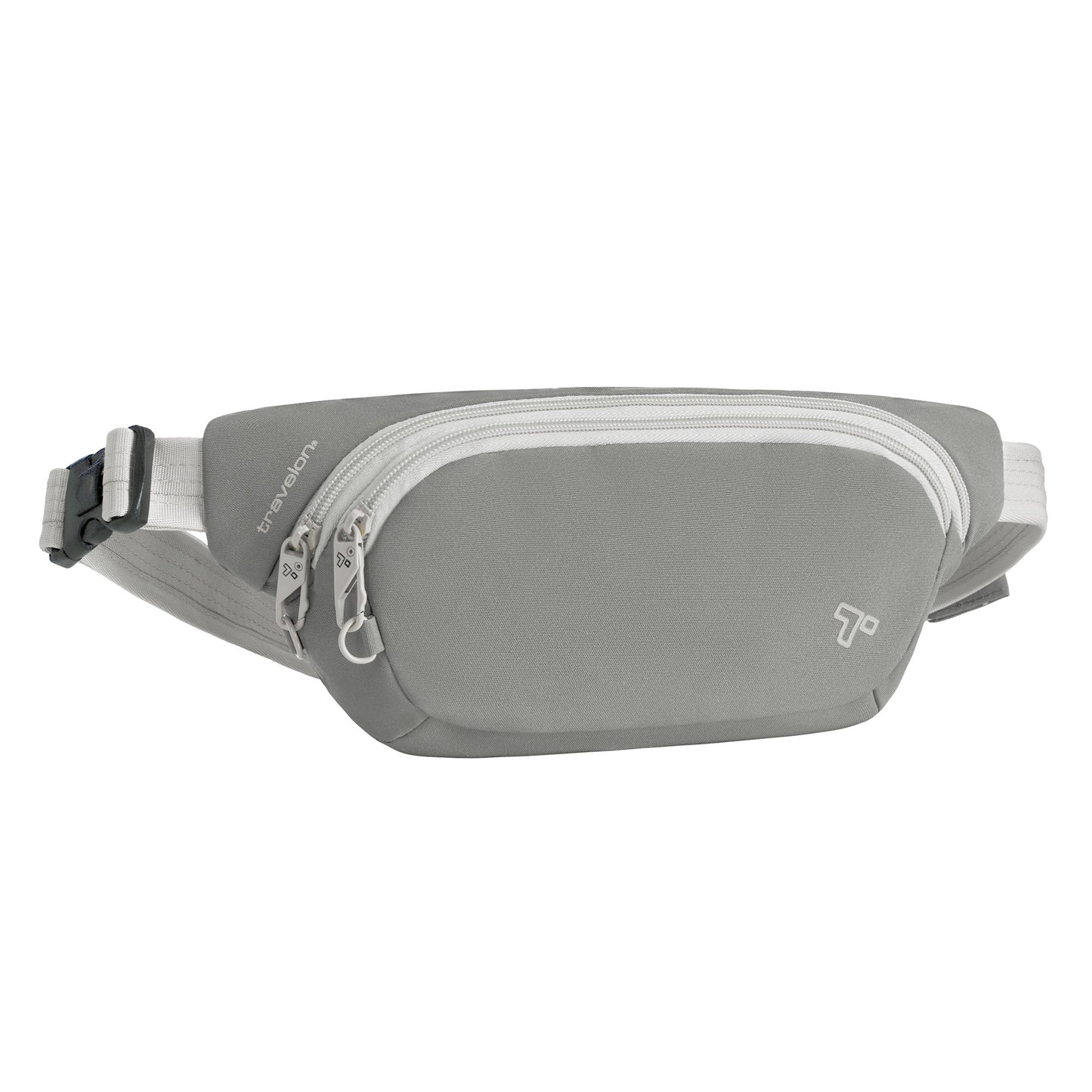 Travelon Voyages anti-theft waist pack has two zippered compartments and an adjustable strap for hands-free travel.