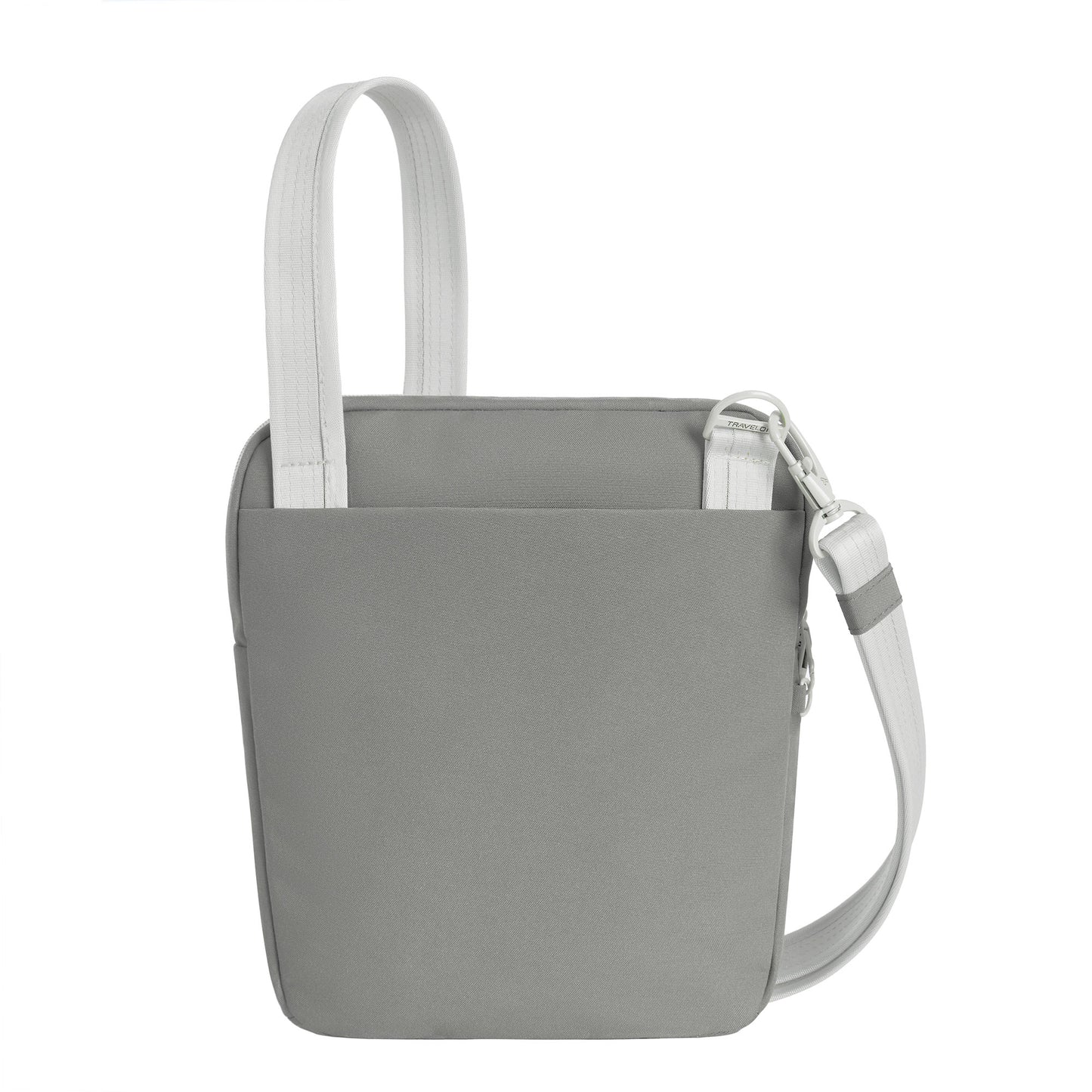 Back view of the granite Travelon Voyages Anti-Theft Slim Bag.