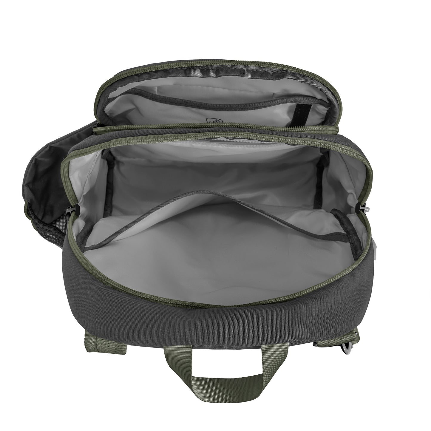 Inside view of Travelon Voyages Anti-Theft Tour Bag with multiple pockets.