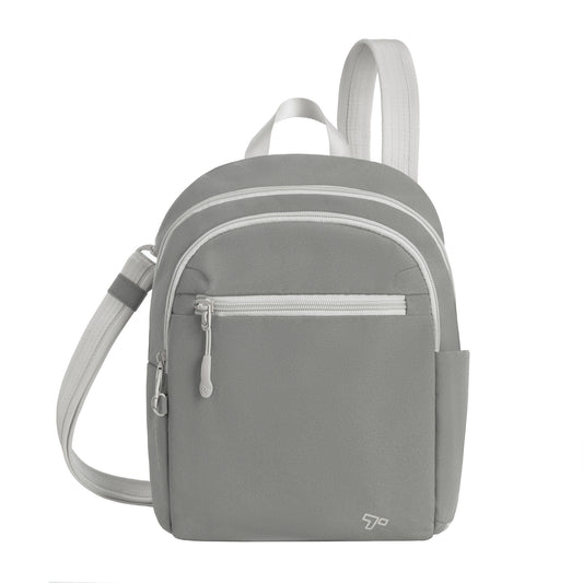 Product Image – Travelon Voyages Anti-Theft Tour Bag: Gray, RFID blocking, multi-compartment, zippered, adjustable strap.