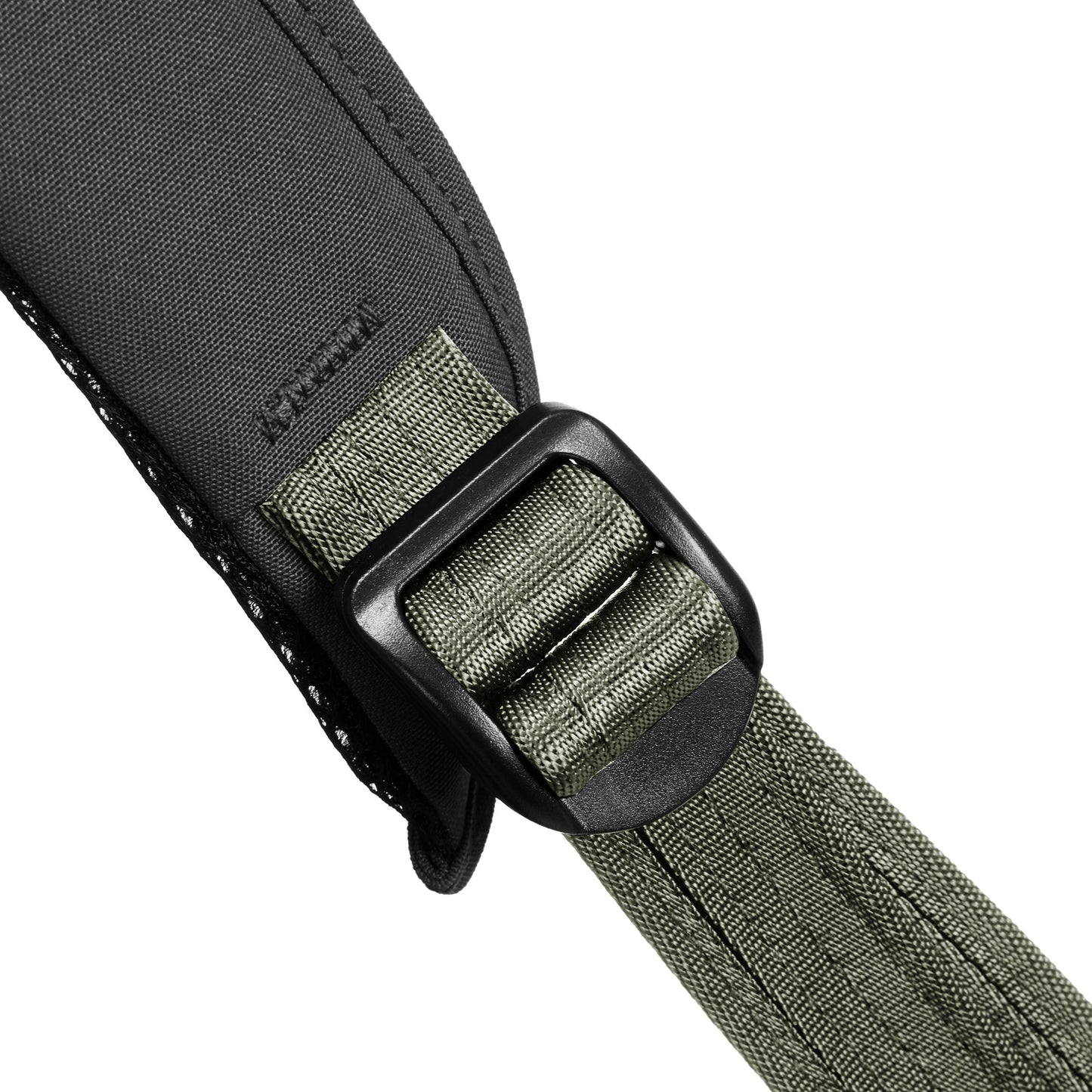 Green strap, black buckle on a textured fabric - ideal for the Travelon Voyages Anti-Theft Small Backpack.