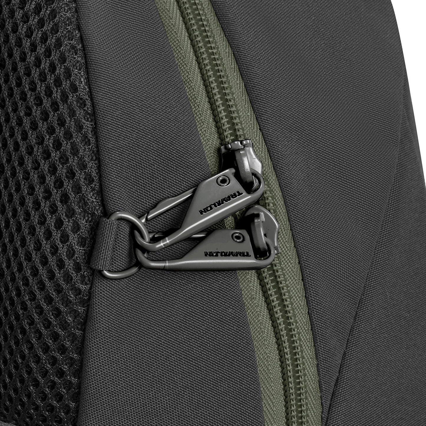 Travelon Voyages Anti-Theft Day Pack has two lockable zippers, RFID blocking pockets, and is slash-resistant in black/green.