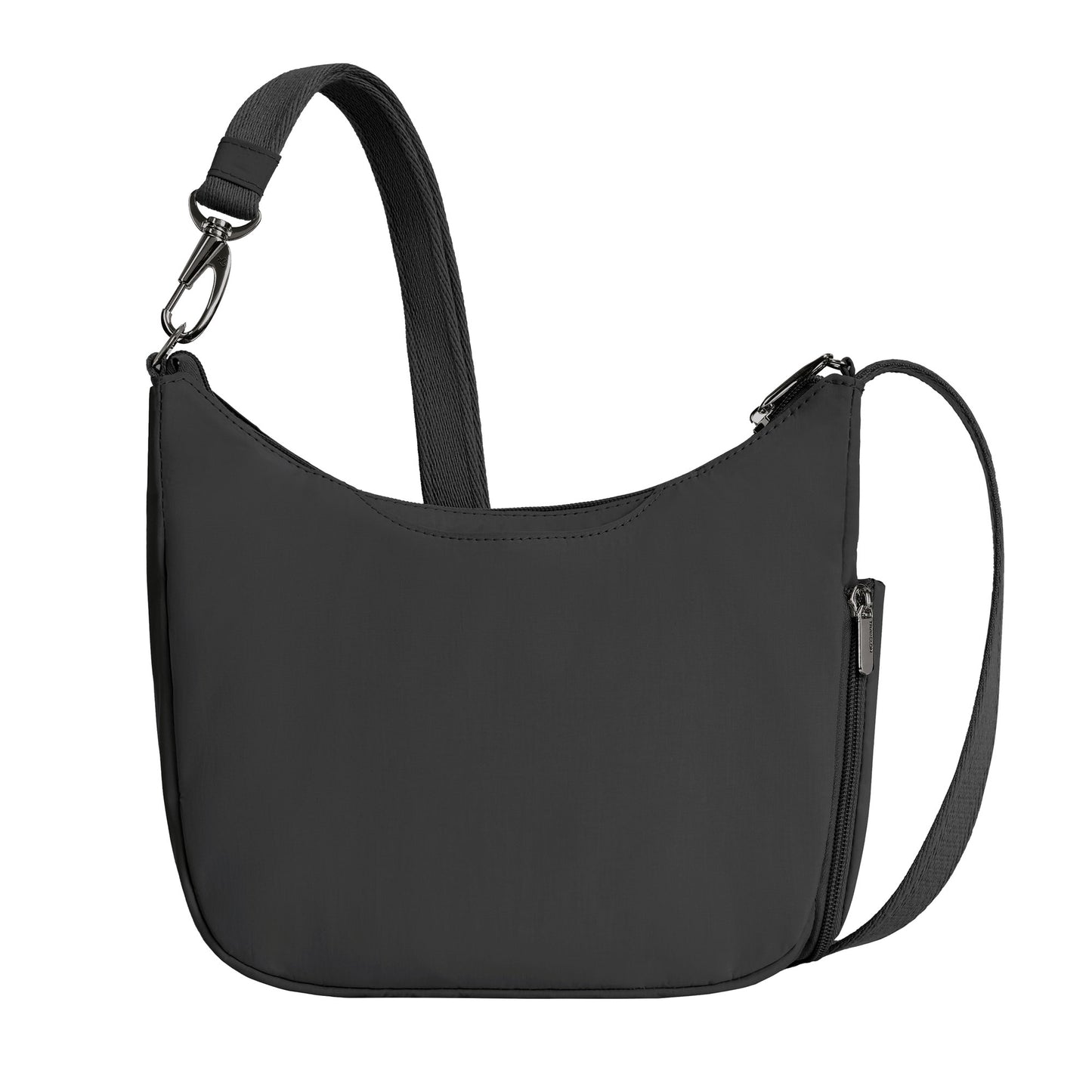 Travelon Roam Anti-theft Medium Crossbody, black, back view.