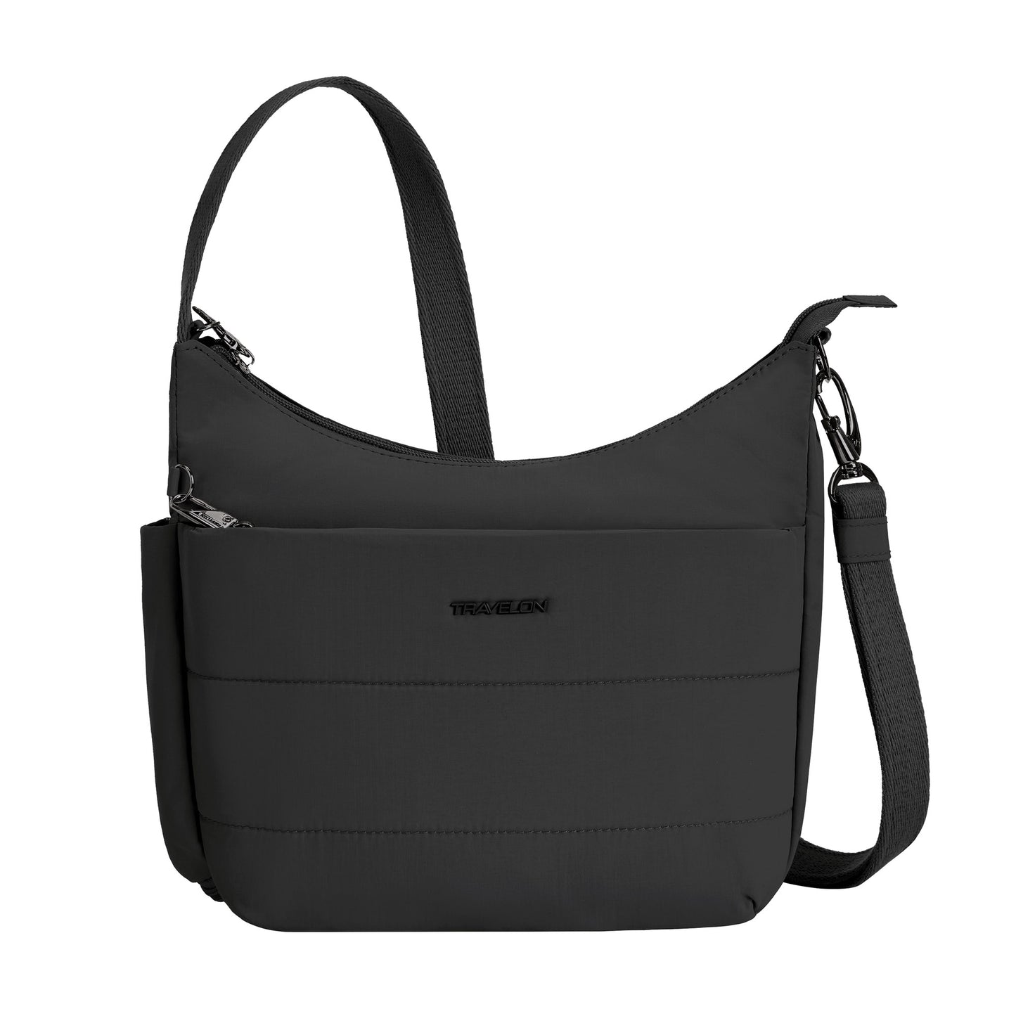 Travelon Roam Anti-theft Medium Crossbody, black, front view.