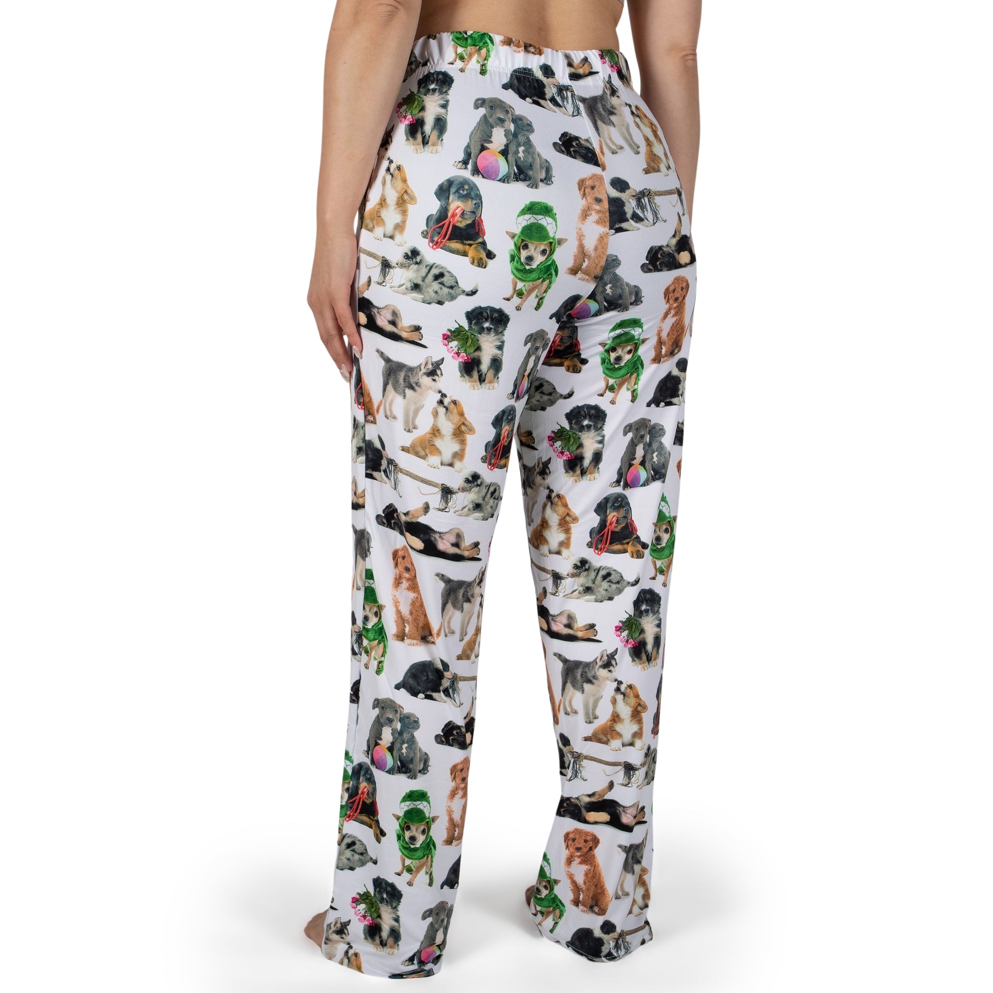 Wearing Brief Insanity Lounge Pants - Life is Better With a Dog, a comfy gift for dog lovers.