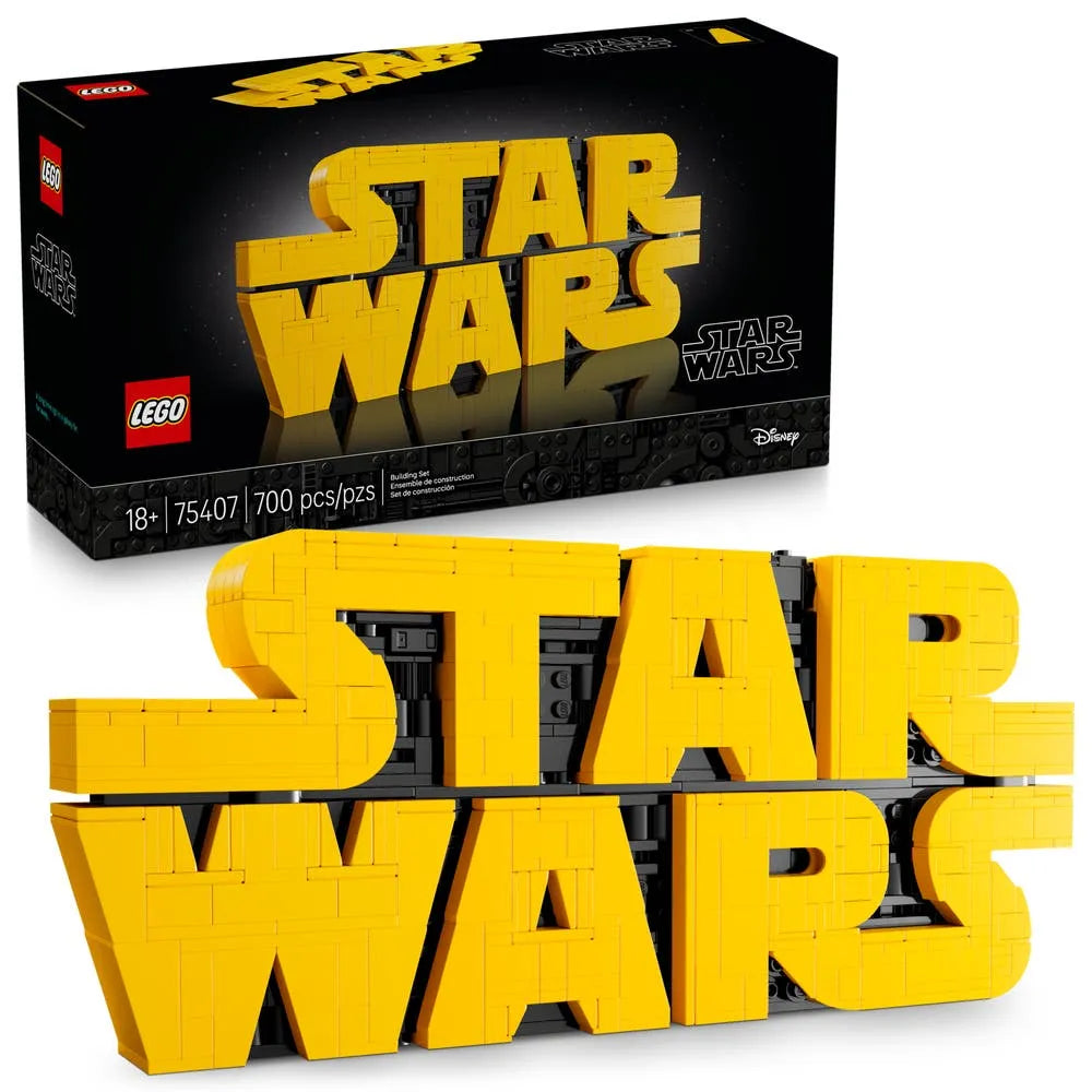 LEGO® Brick-Built Star Wars™ Logo set: 3D yellow logo build, box included.