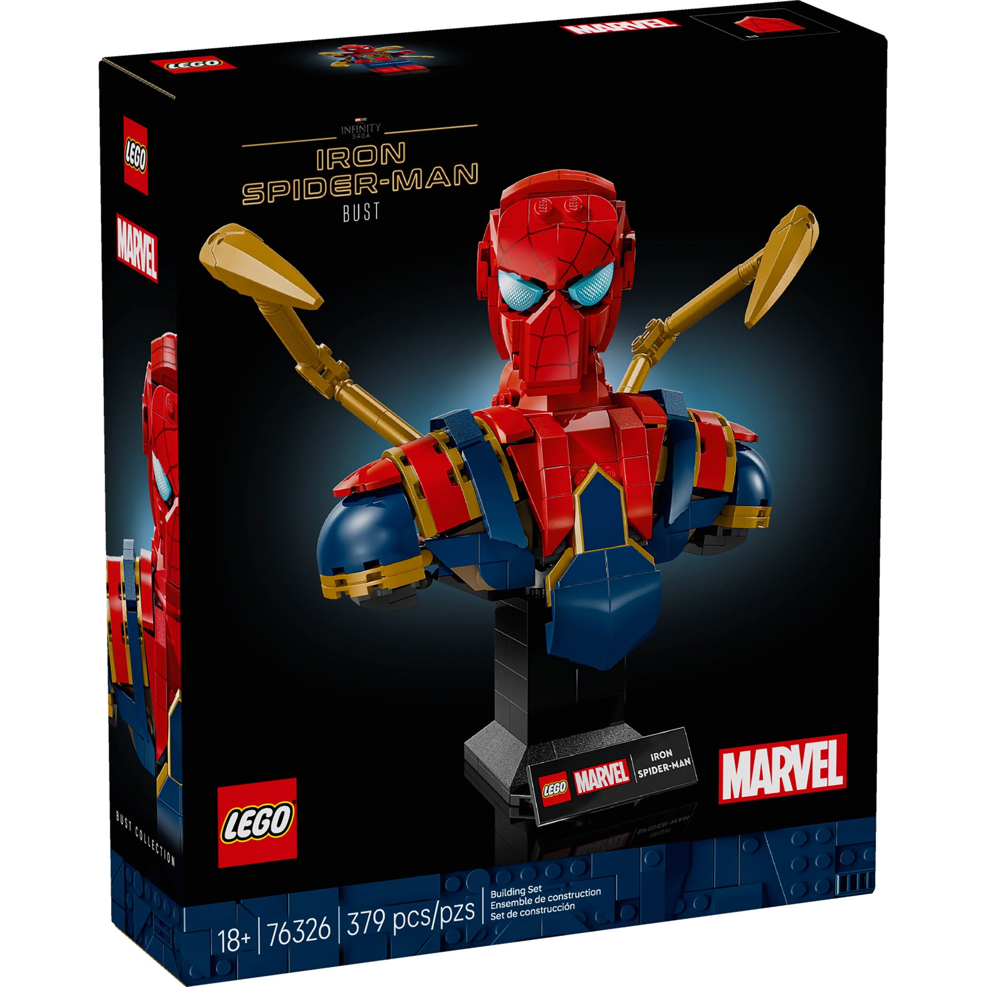 LEGO® Iron Spider-Man Bust, 379 pieces, a must-have Marvel collectible for adults.