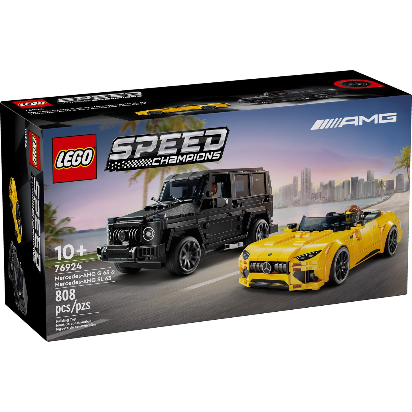 LEGO® Mercedes-AMG G 63 & SL 63 set, 808 pieces, ages 10+.