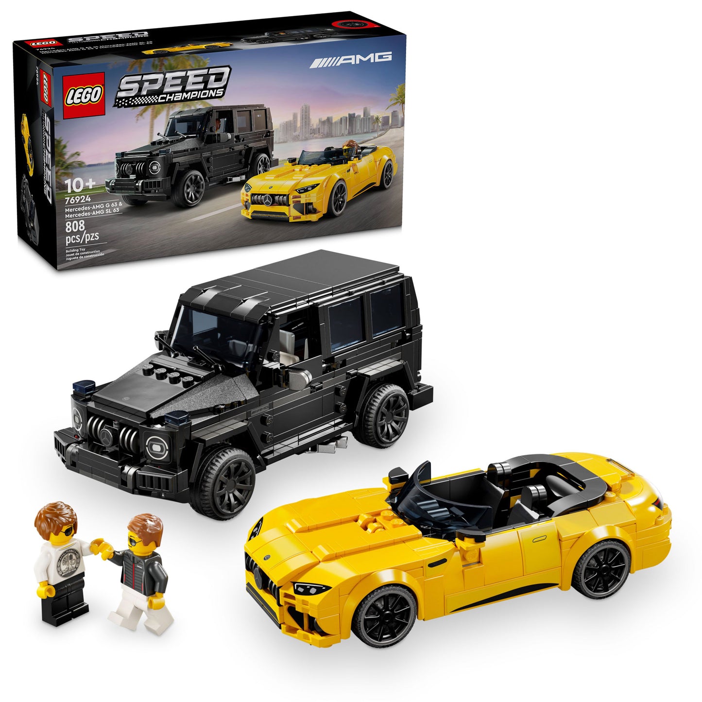 LEGO® Mercedes-AMG G 63 & SL 63 set with 2 minifigures and collector’s box.
