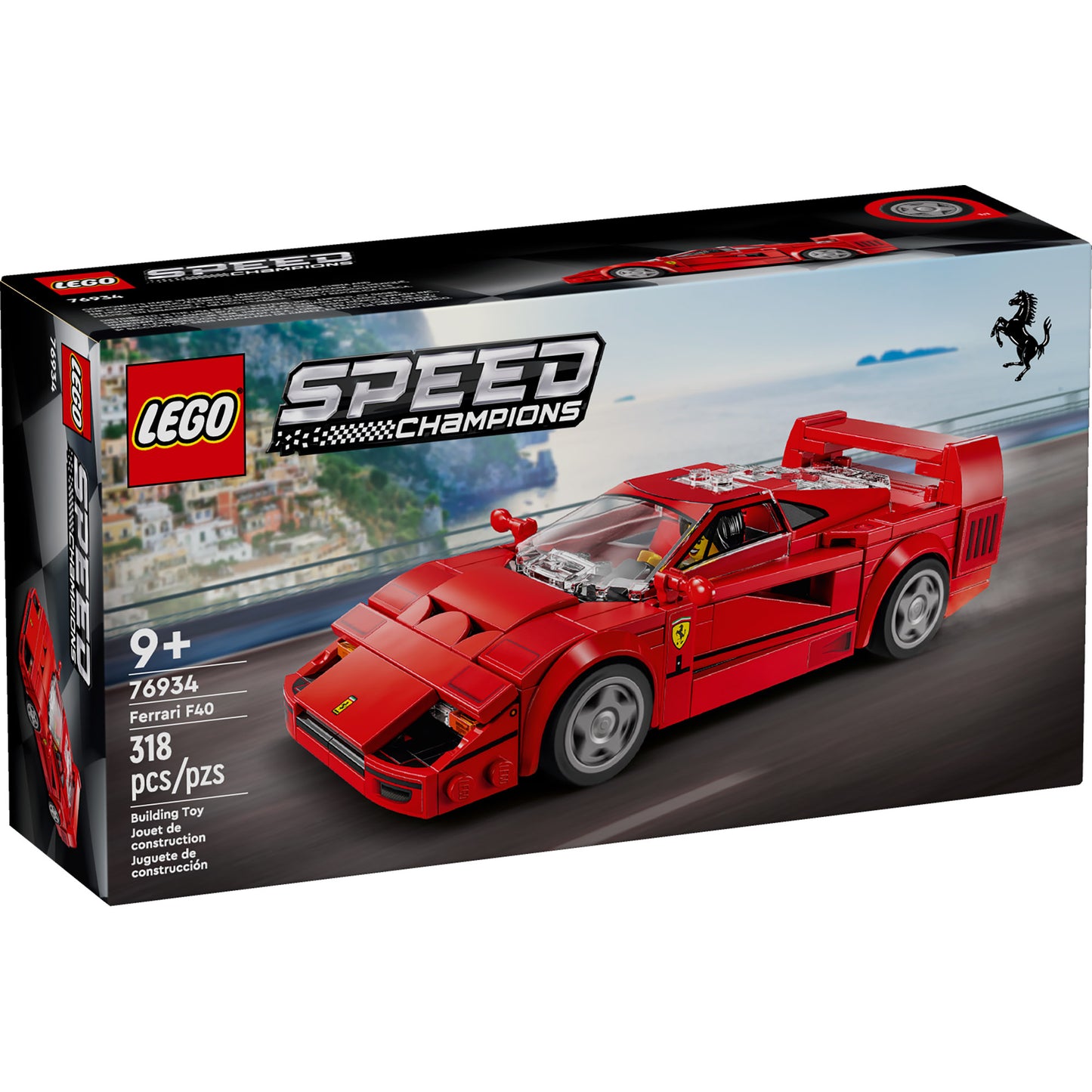 LEGO® Ferarri F40 Supercar, 318 pieces, red model for ages 9+.