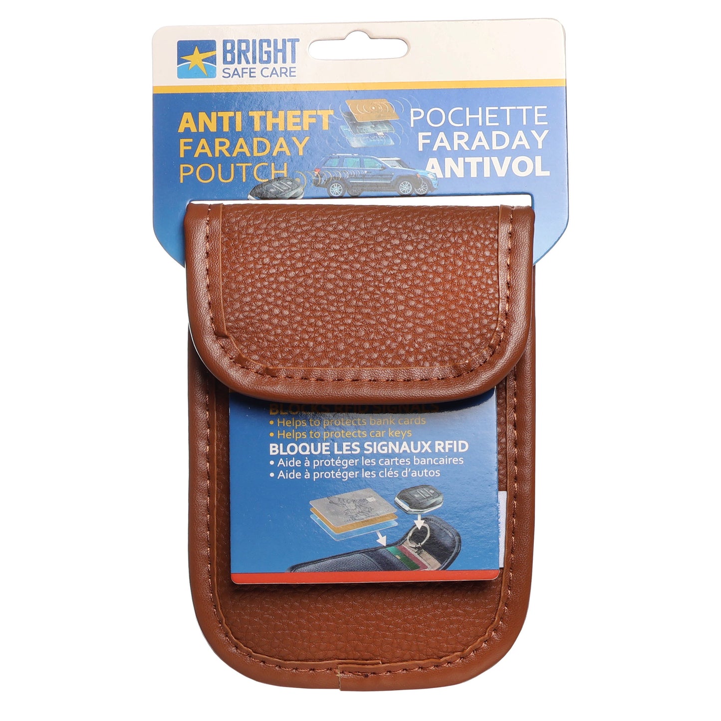 Bright Safe Care RFID Key and Card Blocker, cognac, package view