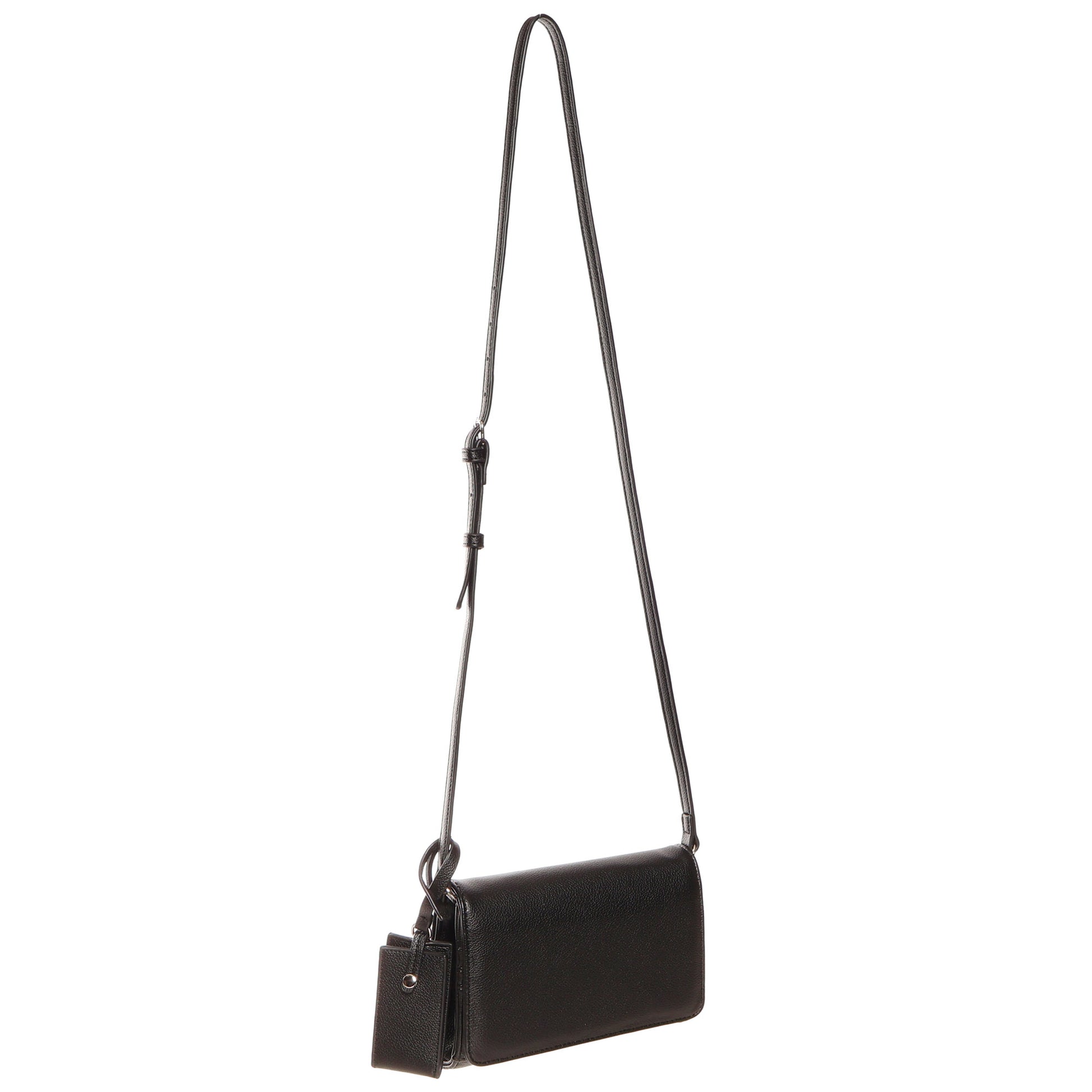 SevenDays Verdant RFID Flapover Crossbody with adjustable strap and tag, shown on white background.