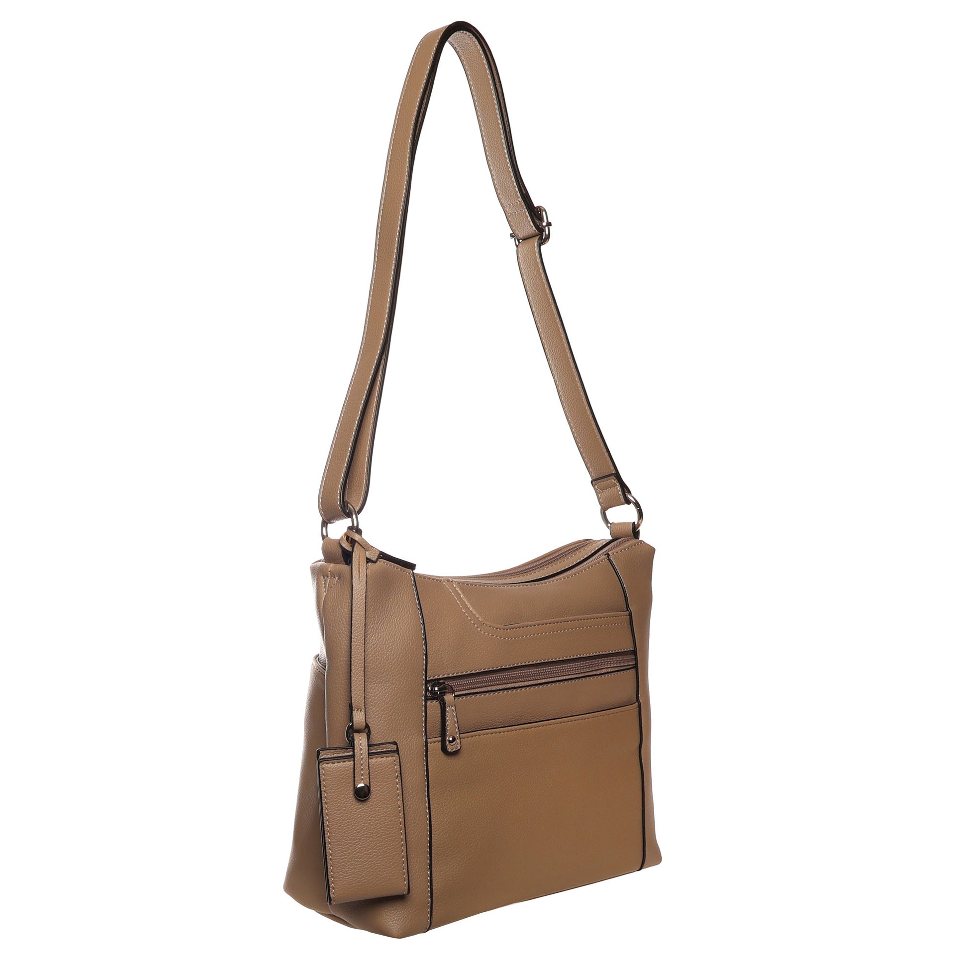 SevenDays Redwood RFID Large Crossbody with adjustable strap and zip pocket for organized storage.