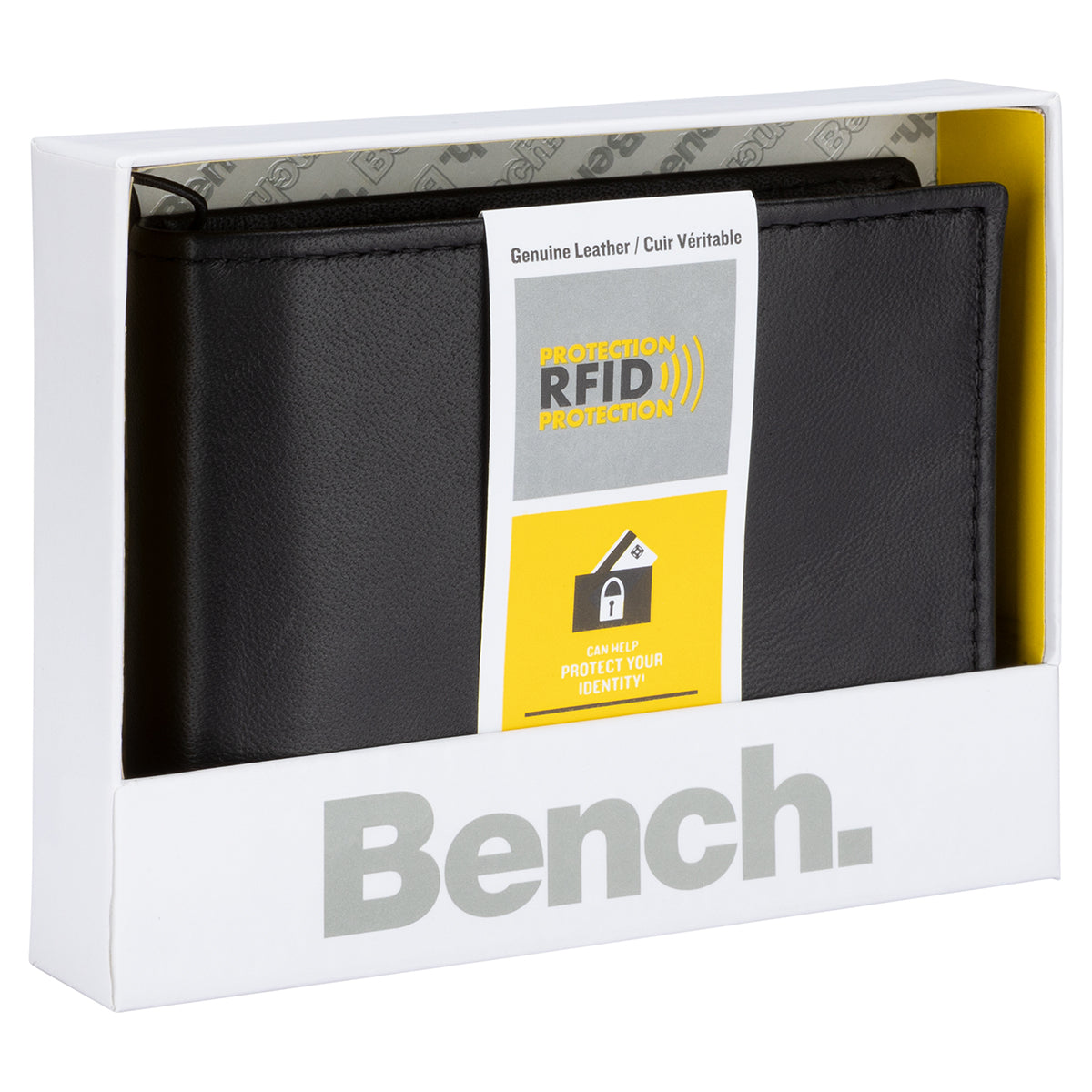 Bench Smooth Billfold Wallet with Center Wing, package view.