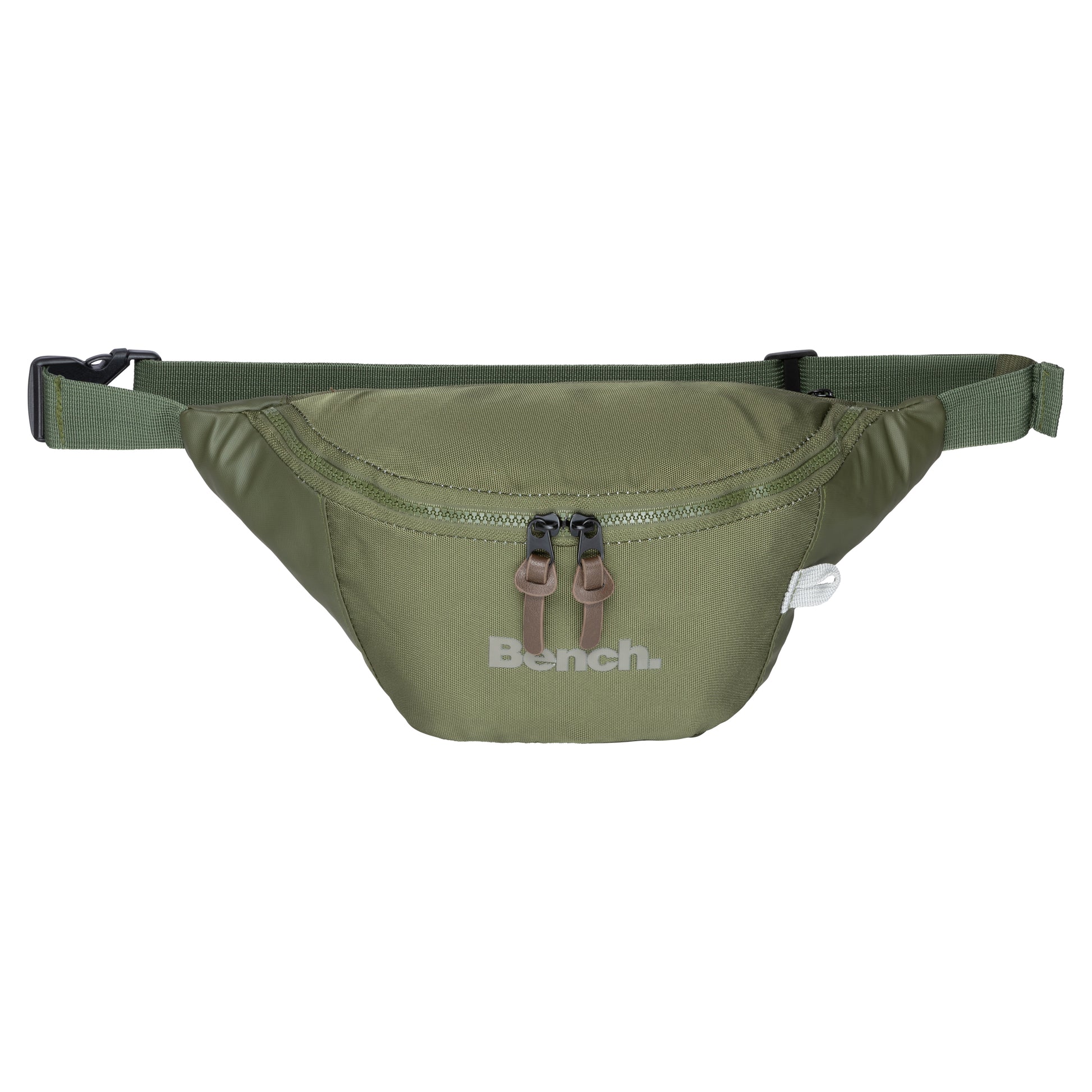 Bench Terra Fanny Pack in khaki green with front zipper and adjustable strap, shown on white background.
