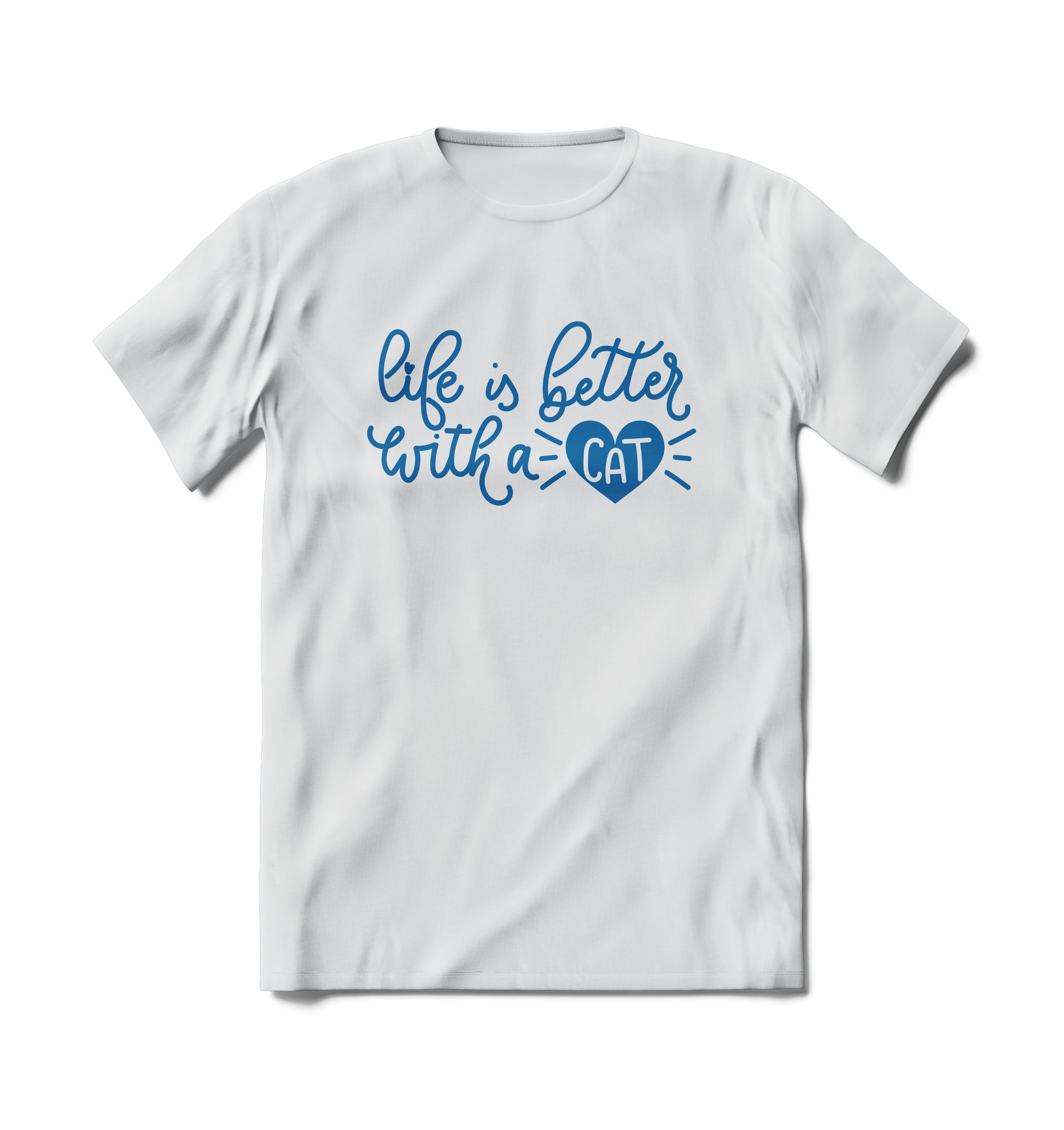 Brief Insanity T-Shirt—Life is Better With a Cat, soft white tee for cat lovers.