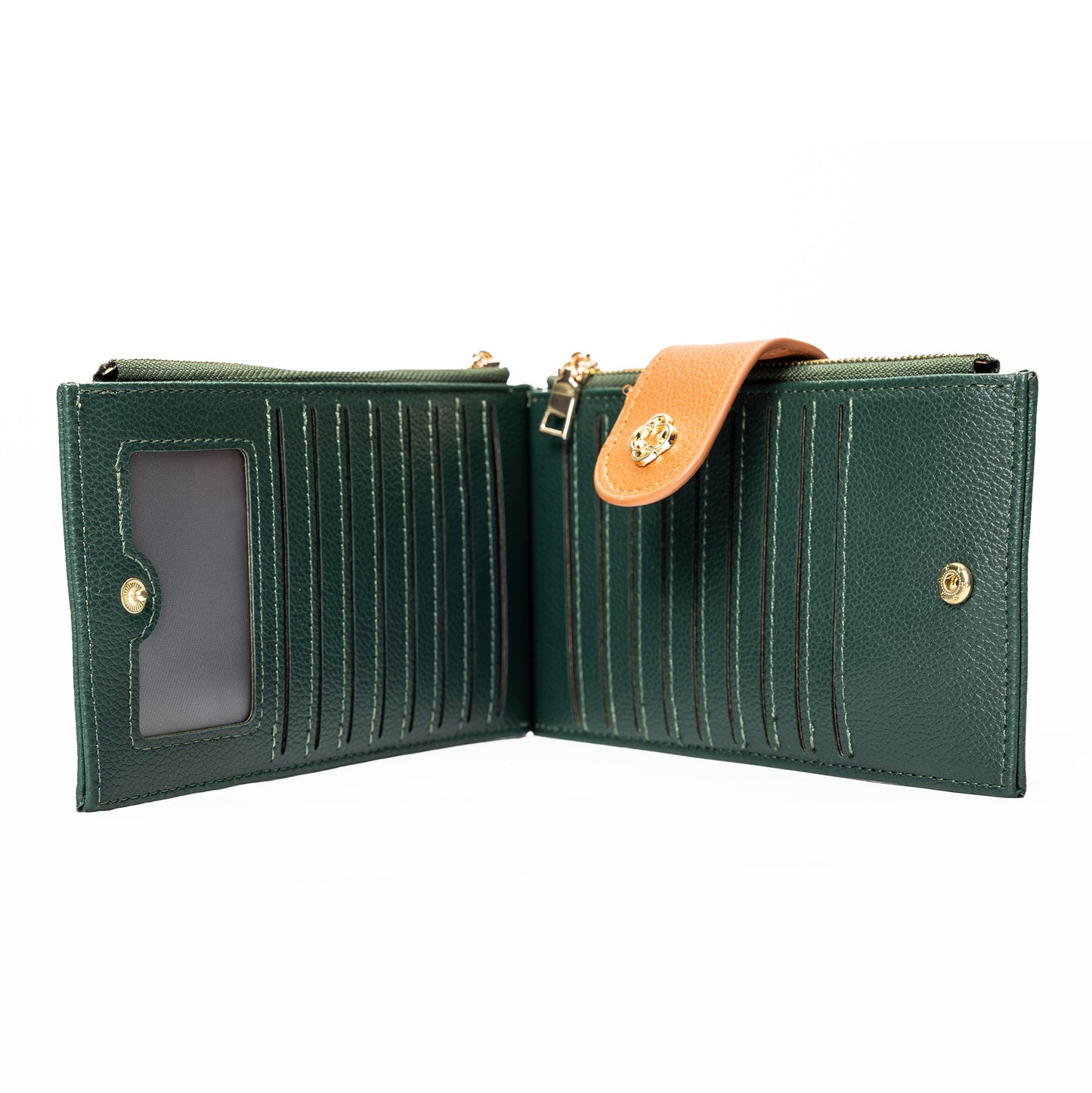 Miss Caprice Slim Wallet, forest green, inside view